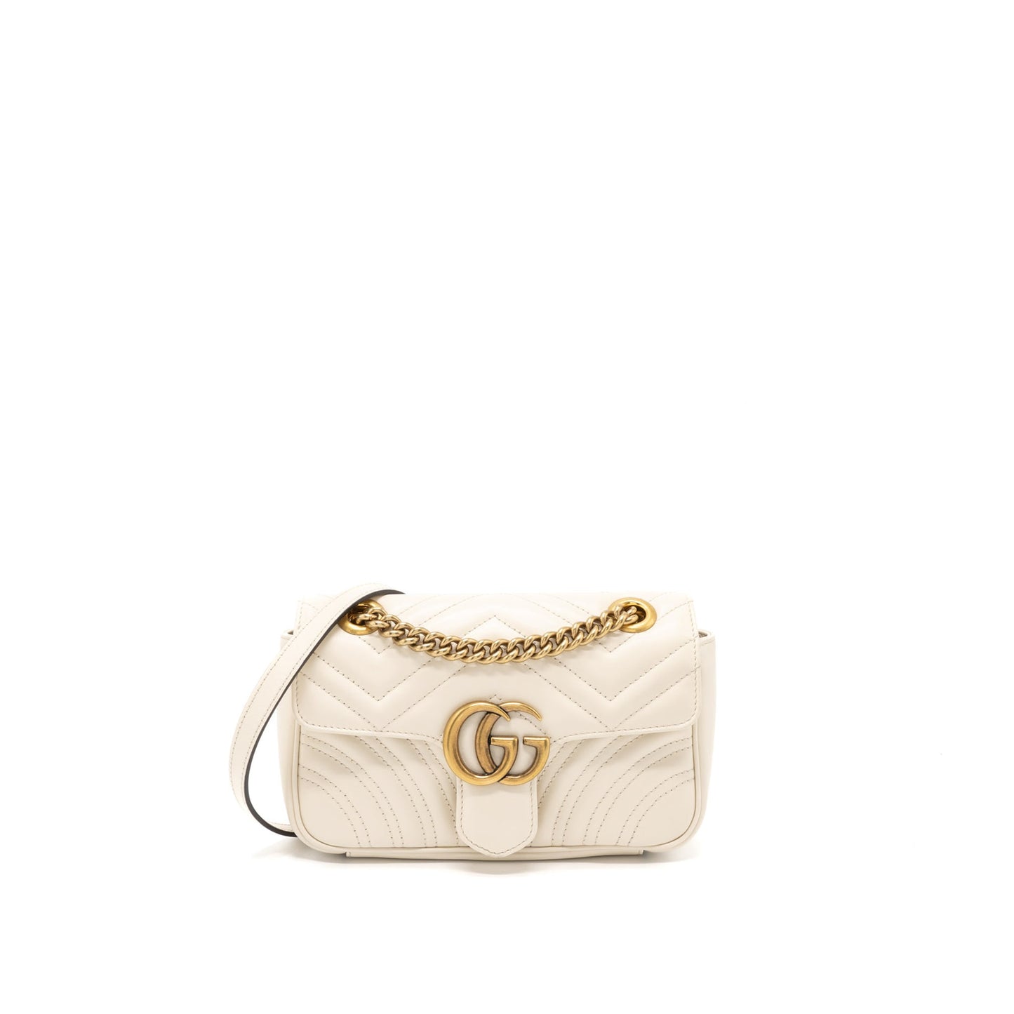 Gucci Marmont Bag Matelass Calfskin Brushed White Mini Travel Bag