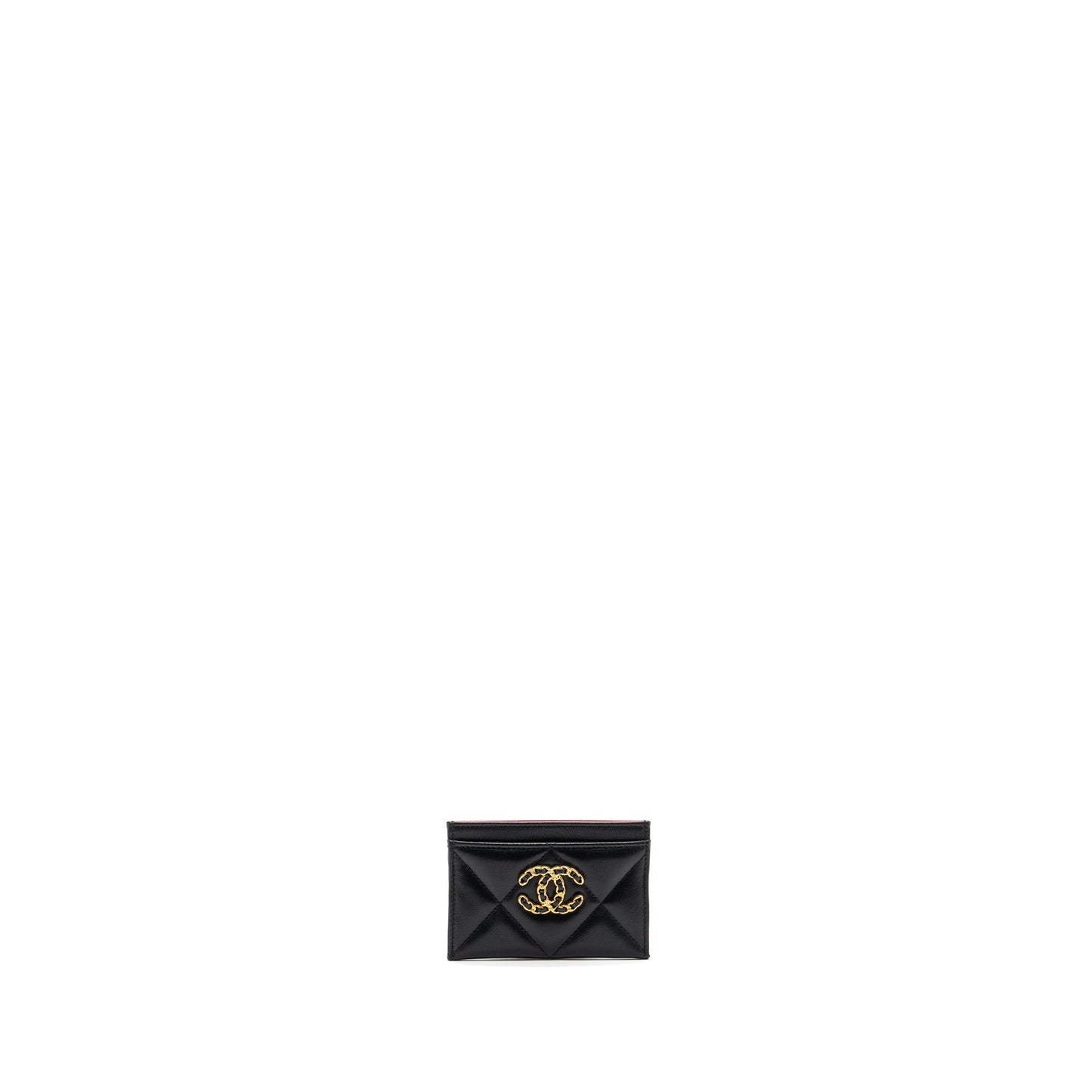 Chanel 19 Cardholder Lambskin GHW Black Wallet Case