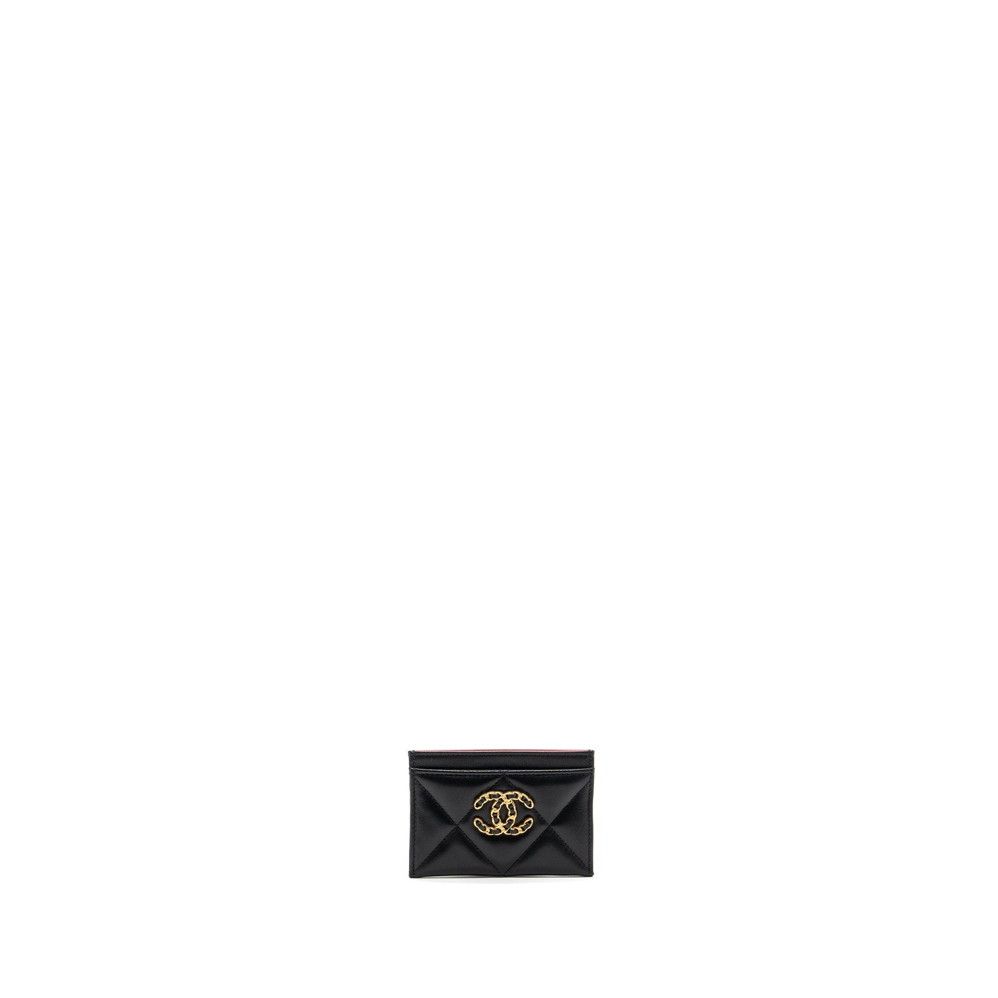 Chanel 19 Cardholder Lambskin GHW Black Wallet Case