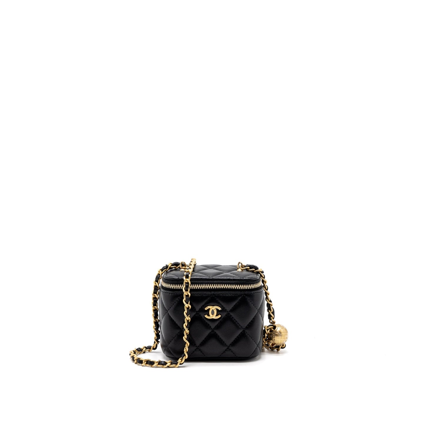Chanel Pearl Crush Vanity Lambskin Brushed GHW Black Mini Bag