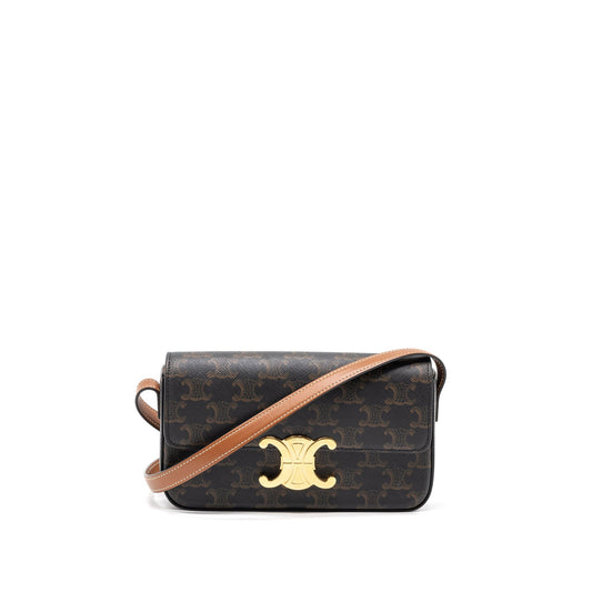 Celine Triomphe Purse Calfskin Triomphe Multicolour Handbag Canvas Brown Travel Bag
