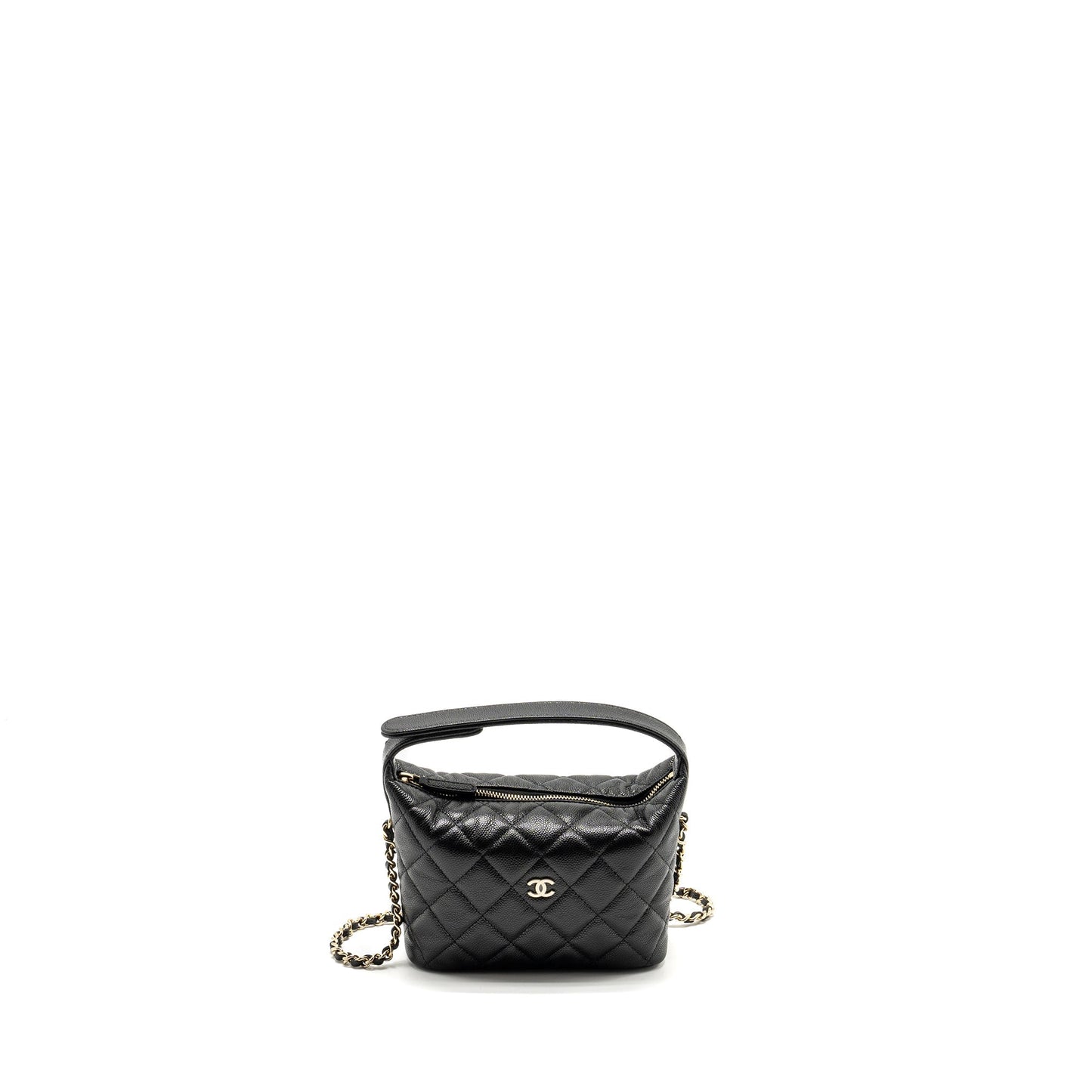 Chanel 25C Quilted Hobo Caviar LGHW Microchip Black Shoulder Bag