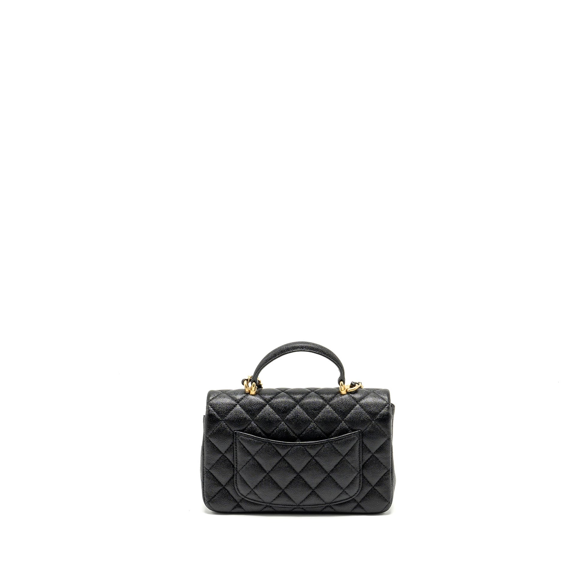 Chanel Top Handle Rectangular Flap Caviar GHW Black Shoulder Bag
