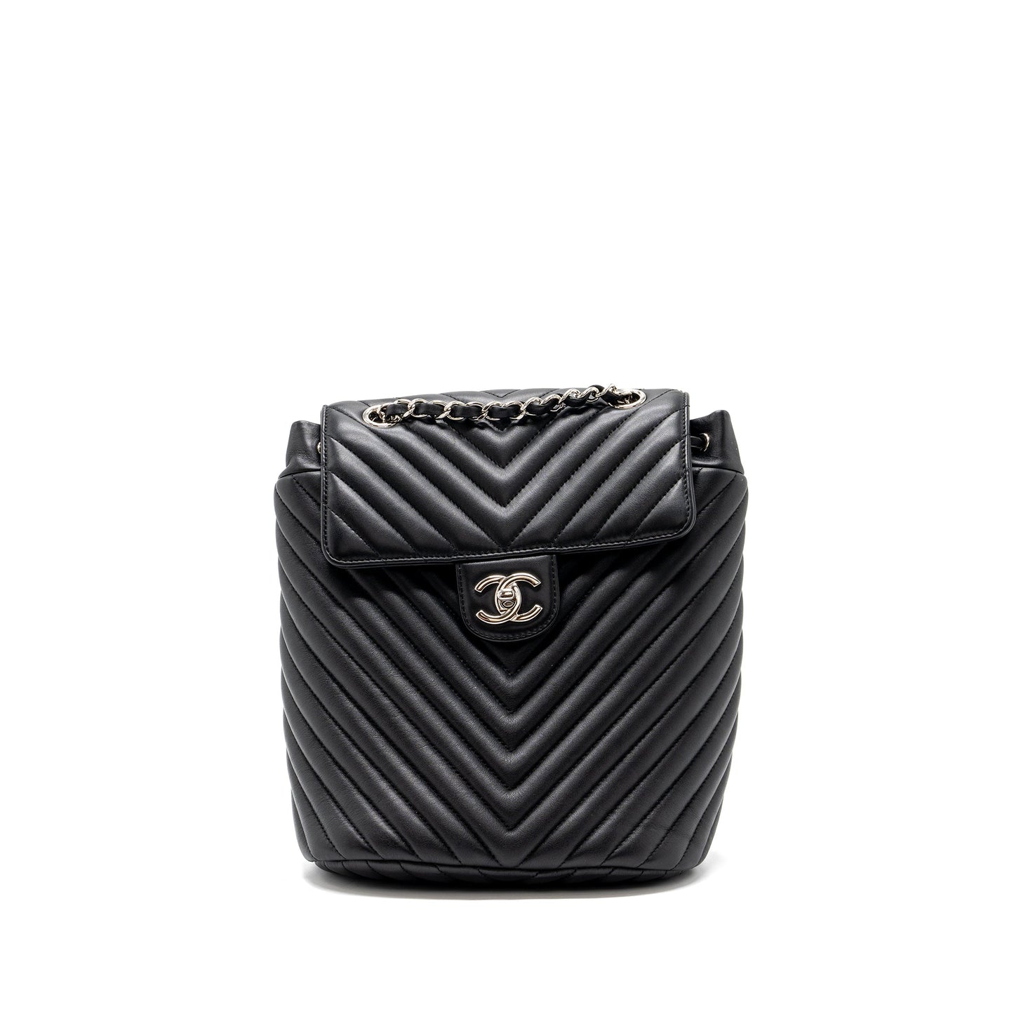 Chanel Urban Spirit Backpack Chevron Calfskin SHW Black Small