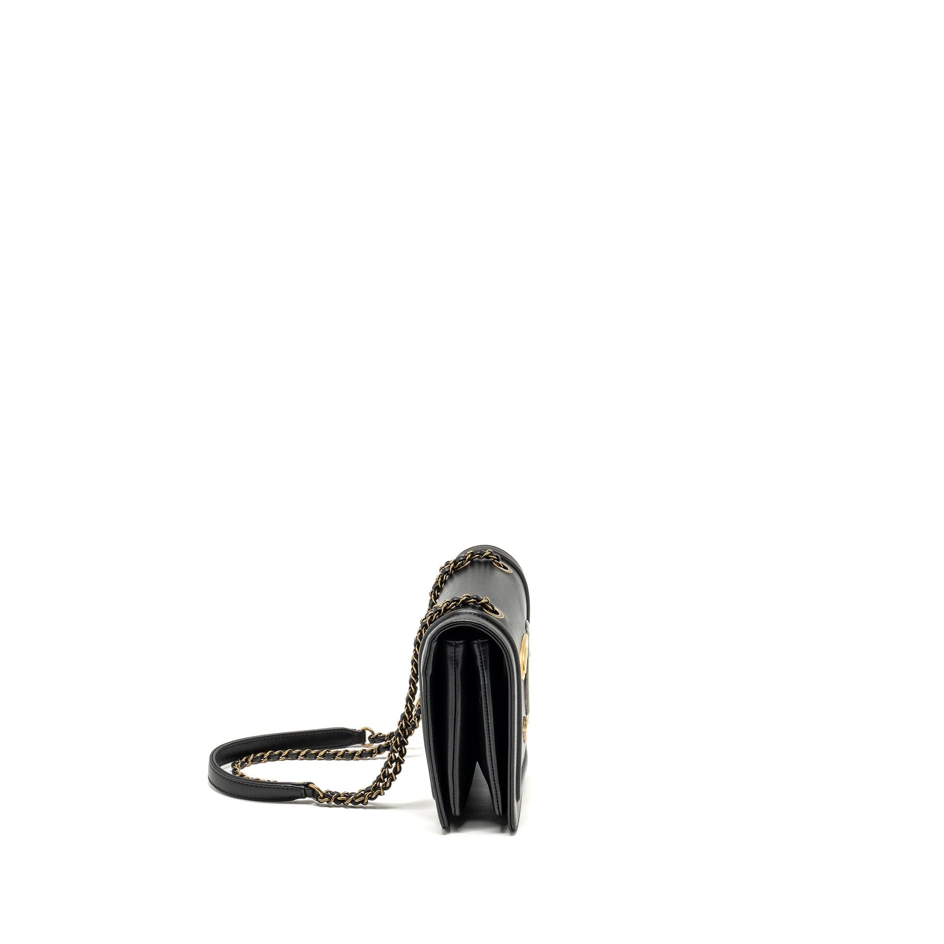 Chanel CC logo square flap lambskin SHW Black Shoulder Bag