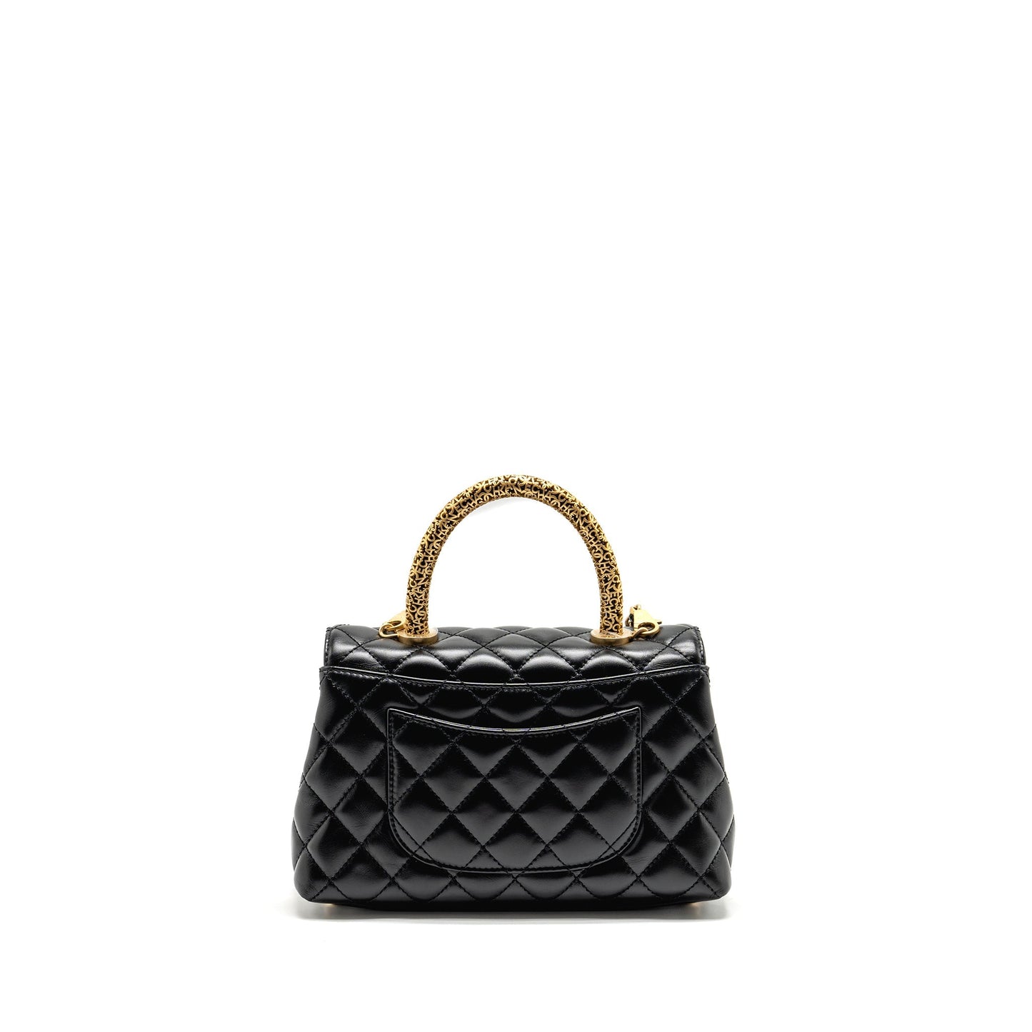 Chanel Detailed alfskin GHW Microchip Black Small Shoulder Bag