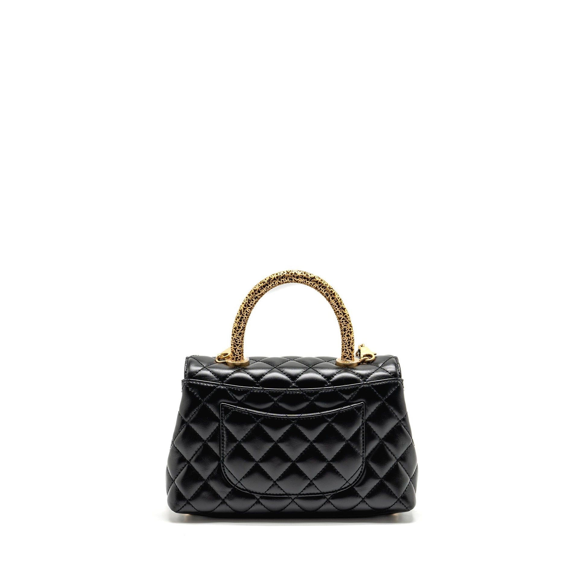 Chanel Detailed alfskin GHW Microchip Black Small Shoulder Bag