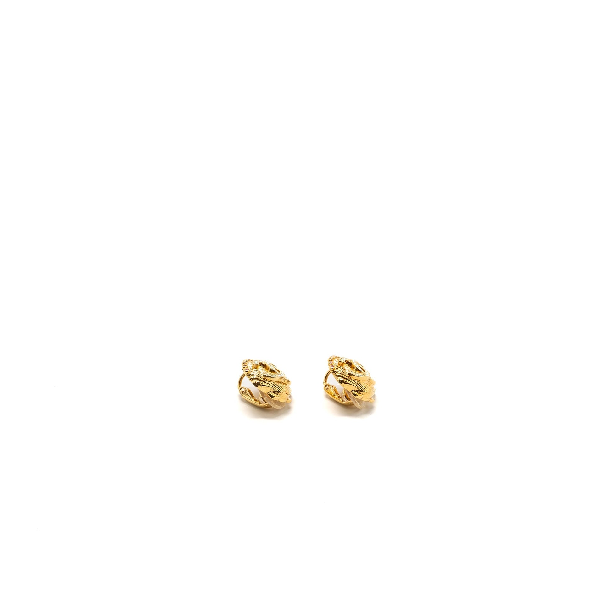 Chanel cc logo shell earclips crystal tone Multicolour Gold Handbag Gold Tone