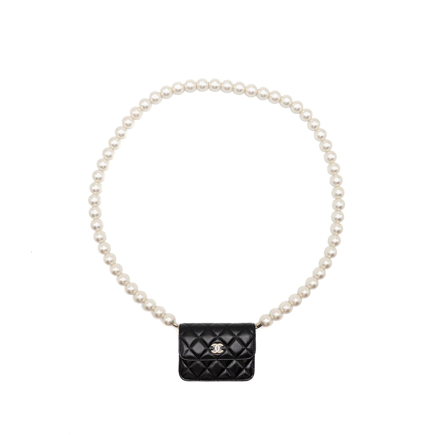 Chanel Maxi Pearl Lambskin LGHW Black Clutch Bag