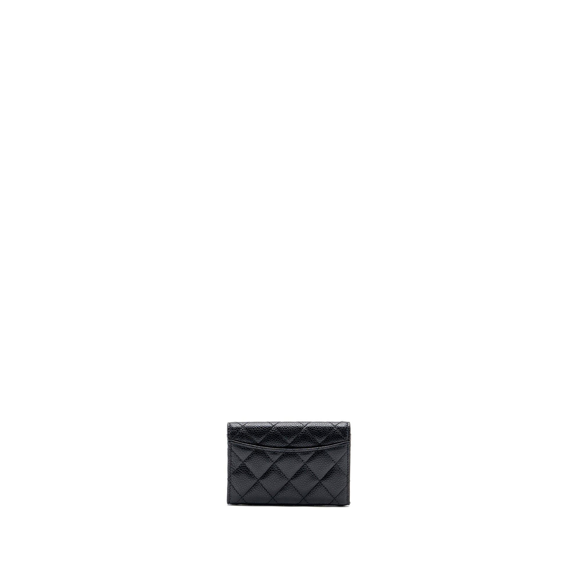 Chanel classic flap card holder caviar SHW Black Wallet Case Shw Microchip