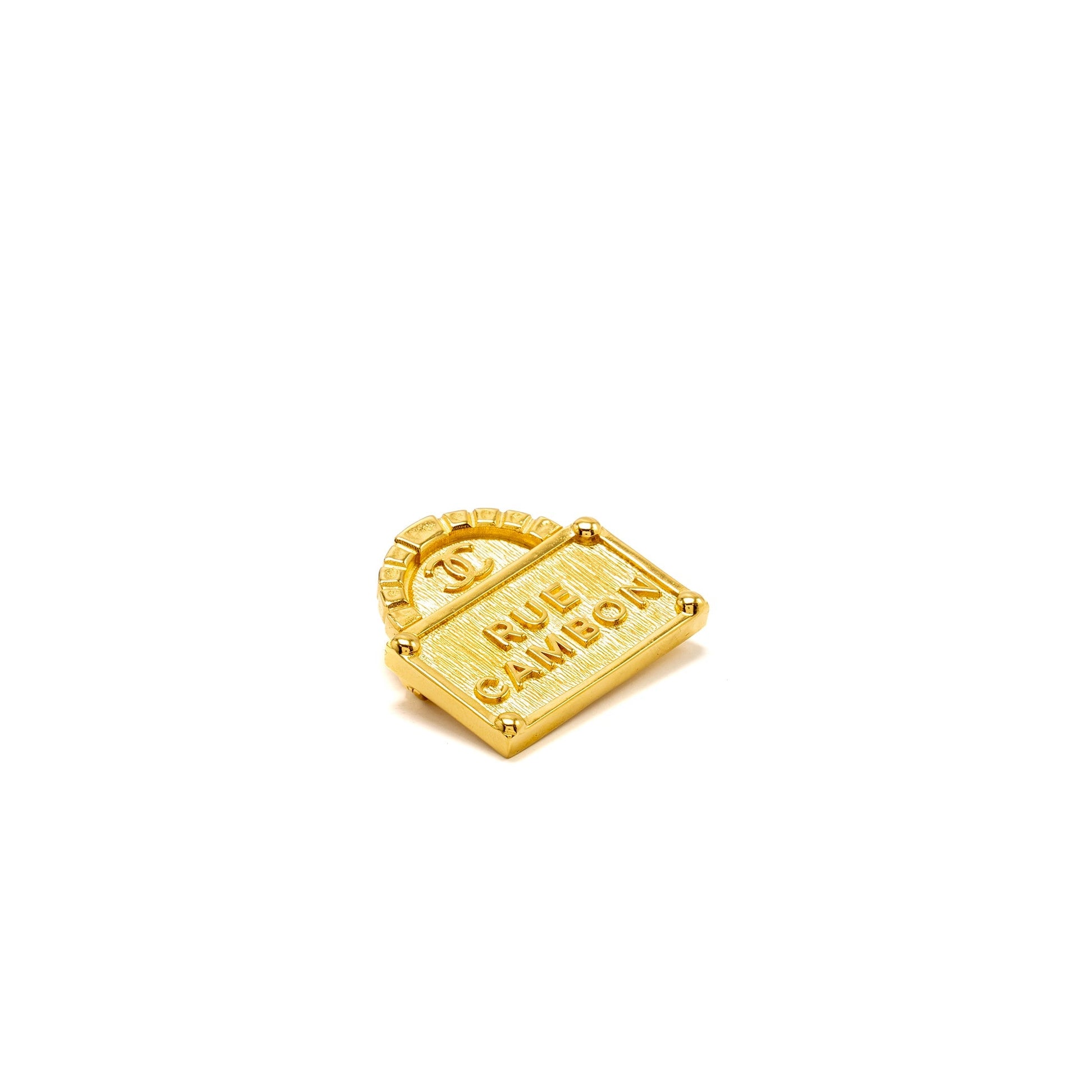 Chanel Rue Cambon CC Logo Brooch Tone Gold Handbag