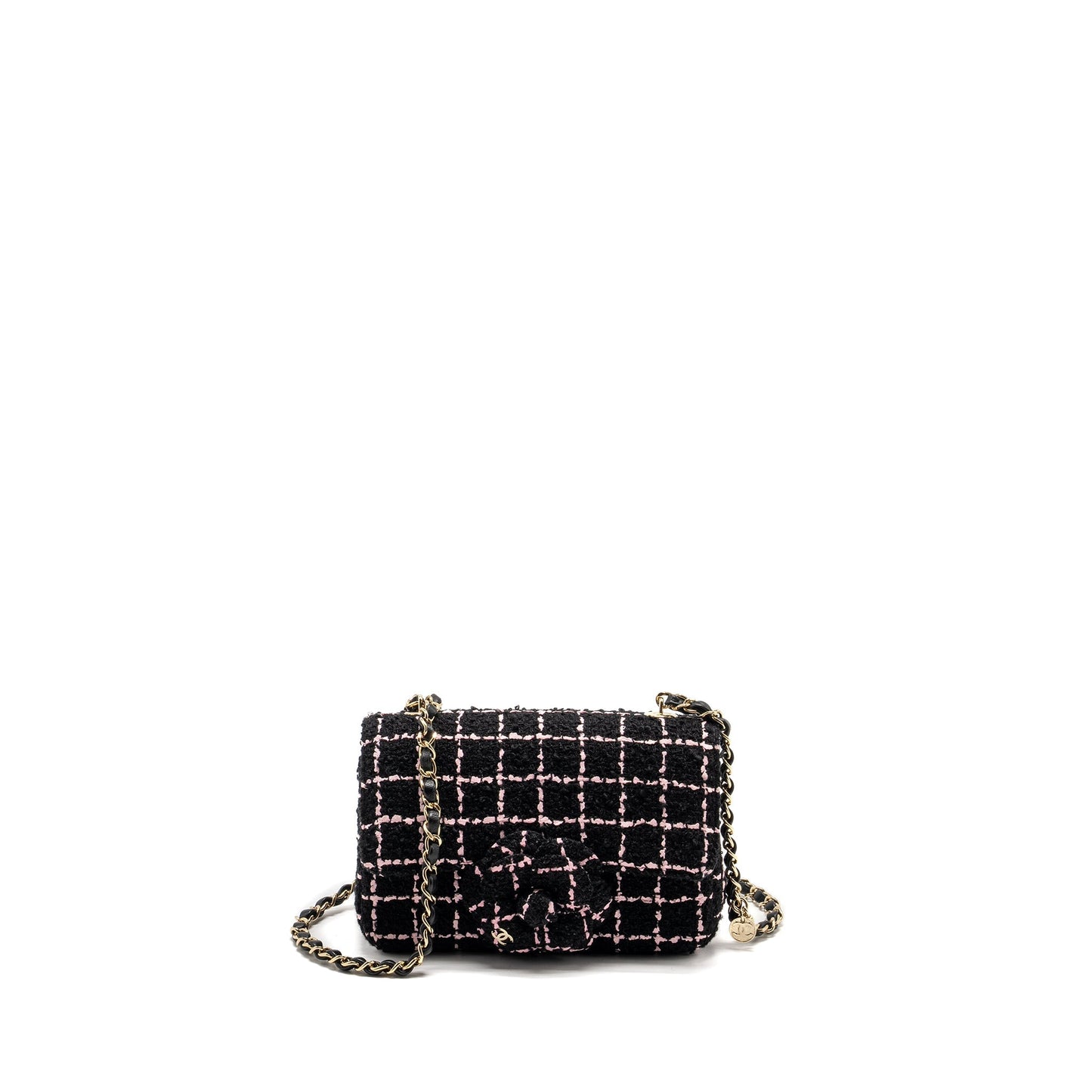 Chanel 23K Flower Bomb Rectangular Flap Tweed Multicolour Black Pink Shoulder Bag