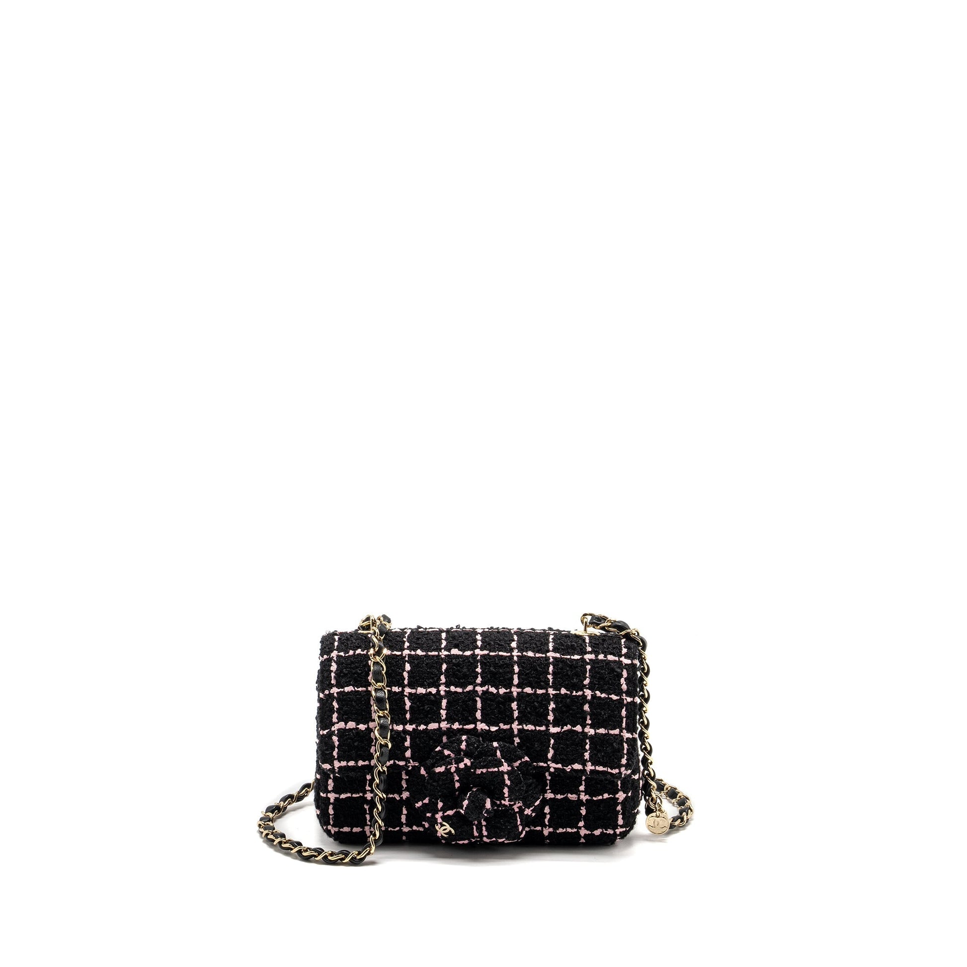 Chanel 23K Flower Bomb Rectangular Flap Tweed Multicolour Black Pink Shoulder Bag