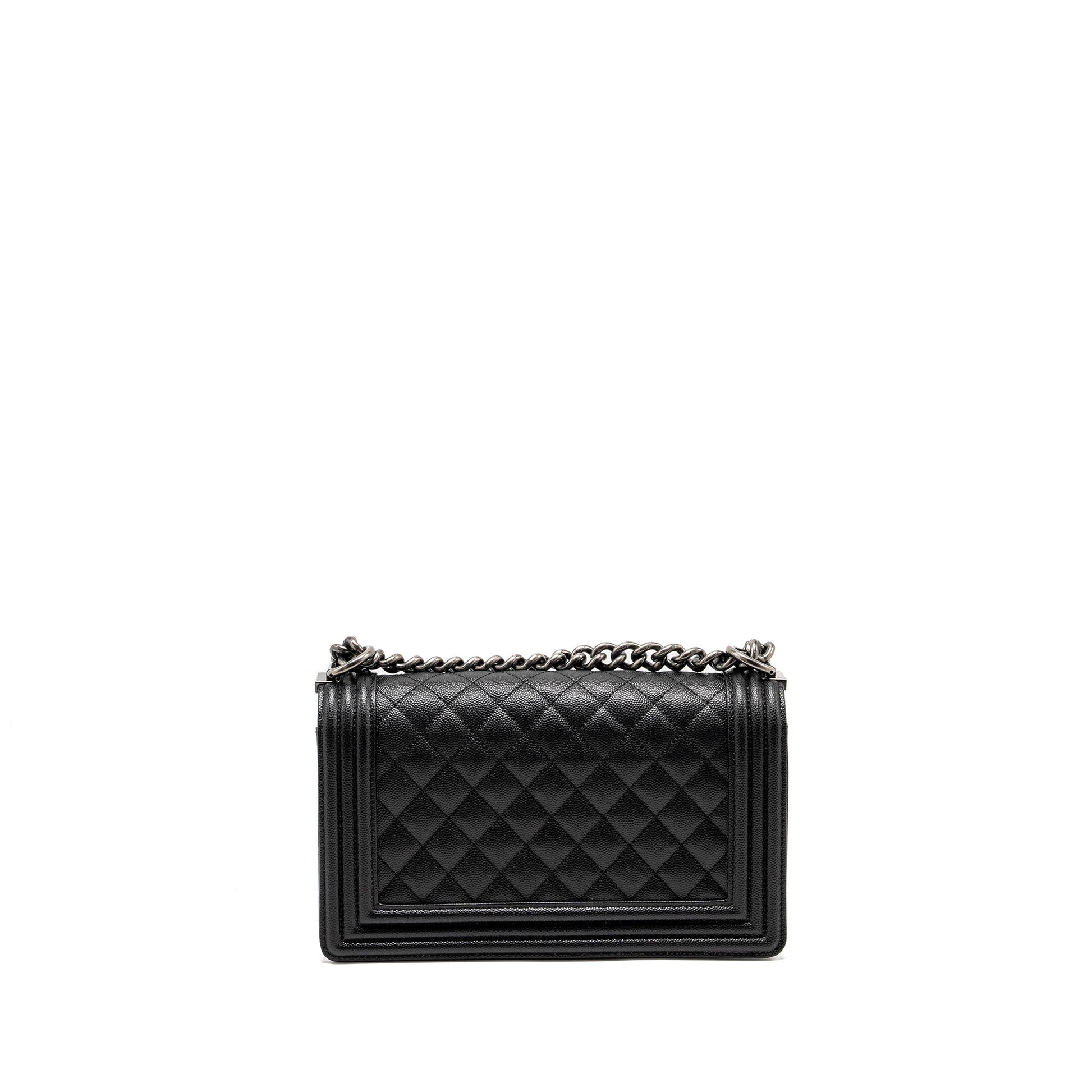 Chanel Boy Caviar Ruthenium Hardware microchip Black Handbag