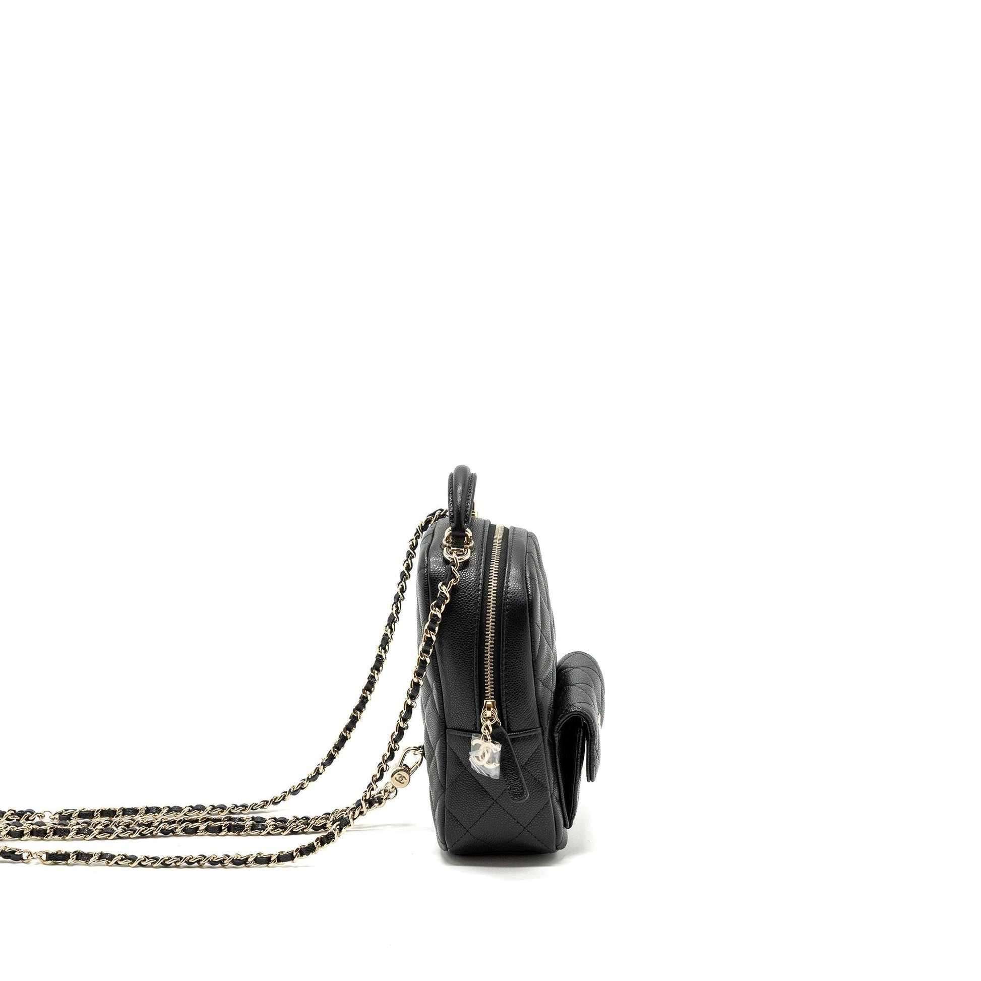 Chanel 24c Backpack Caviar LGHW Microchip Black Crossbody Bag Microchip 1