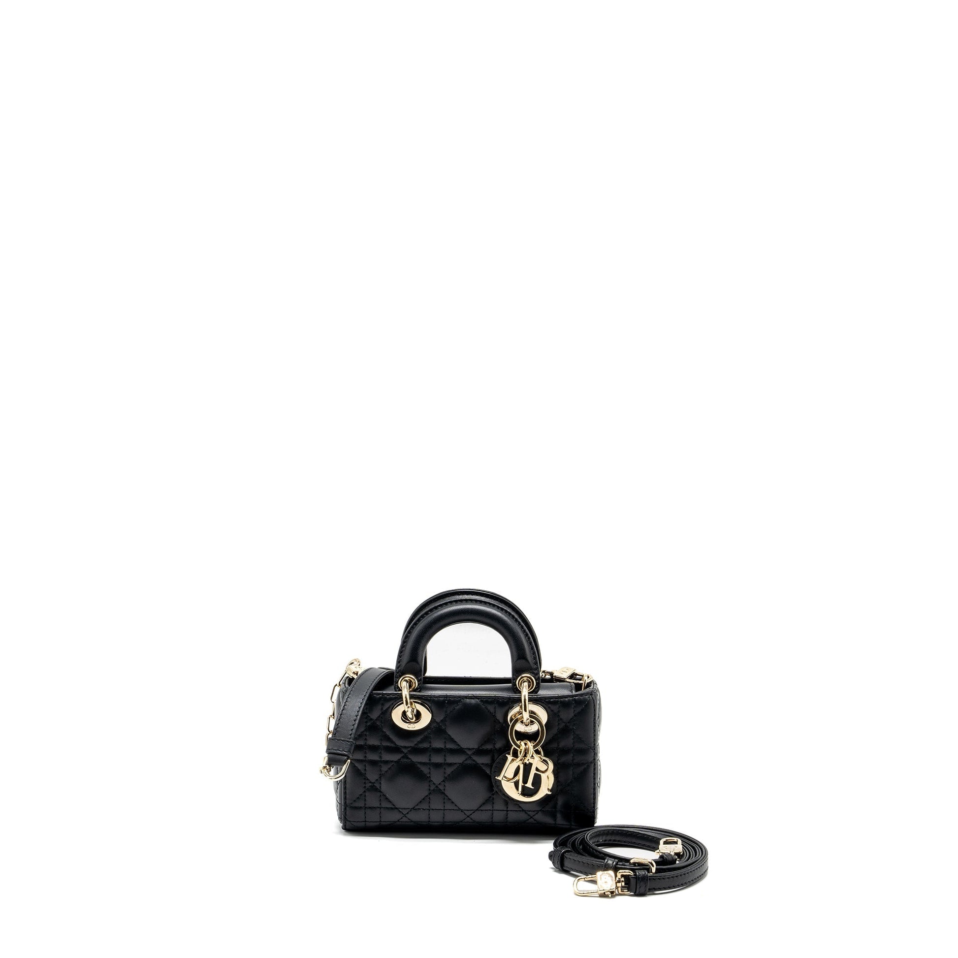 Dior Lady D Joy Micro Purse Lambskin Handbag Black Travel Bag