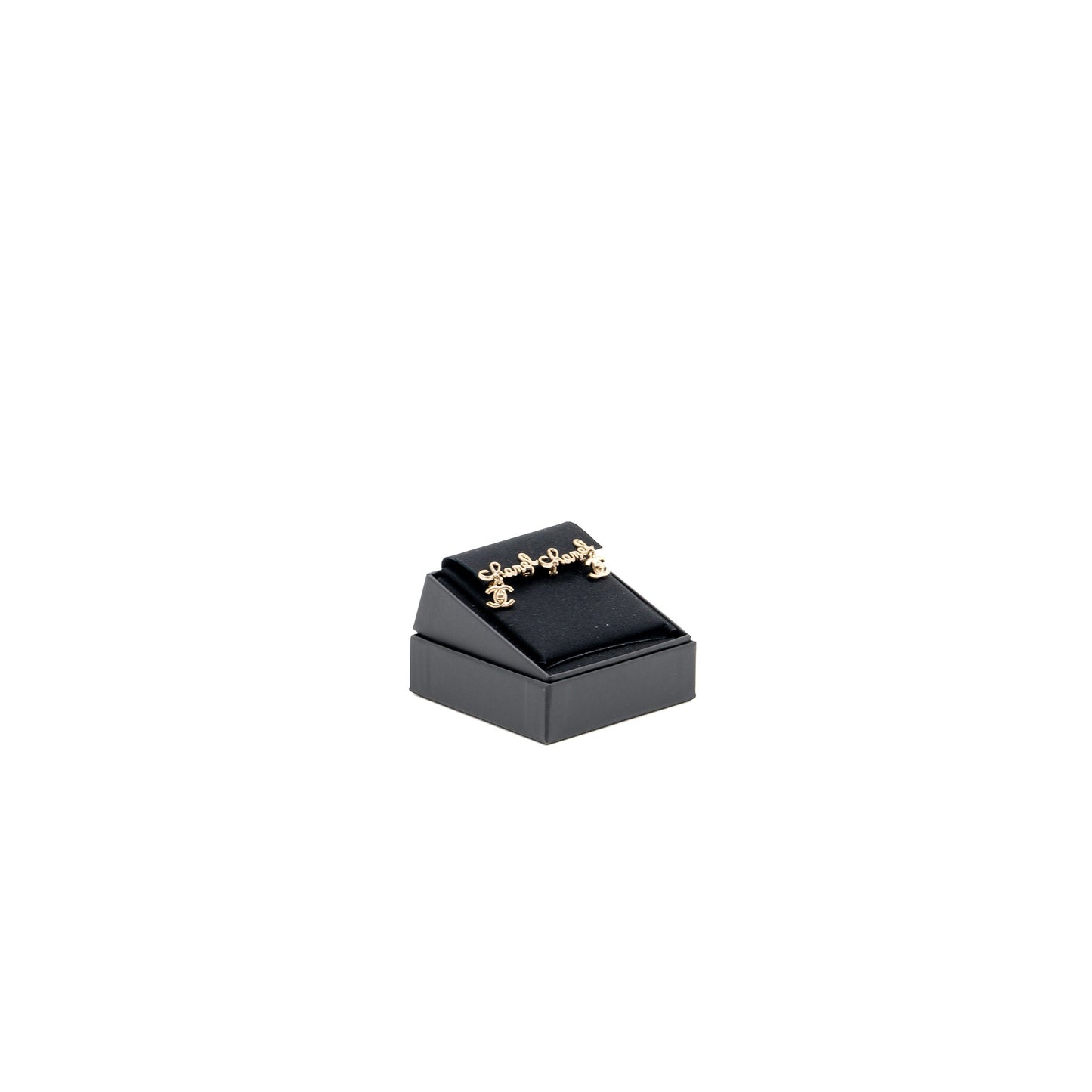 Chanel letter cc drop ear clip tone Gold Handbag