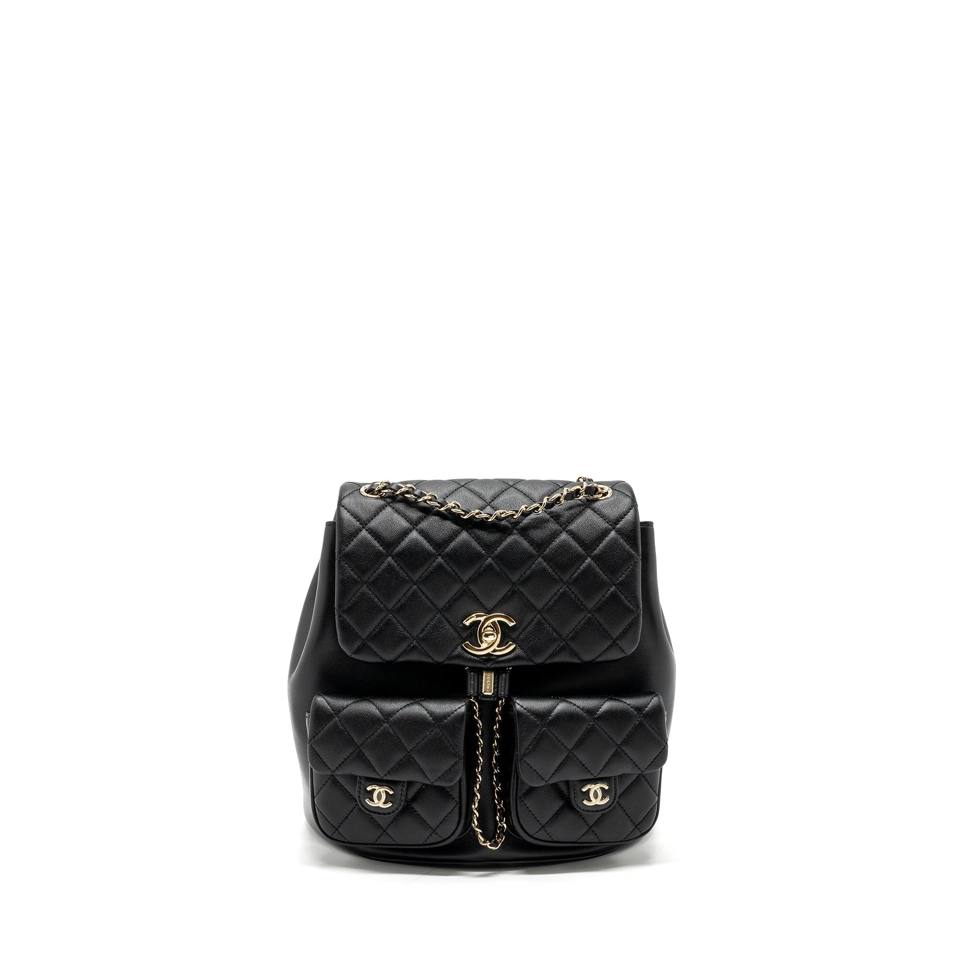 Chanel 23A Triple Pack Backpack Calfskin LGHW Black Lghw Microchip