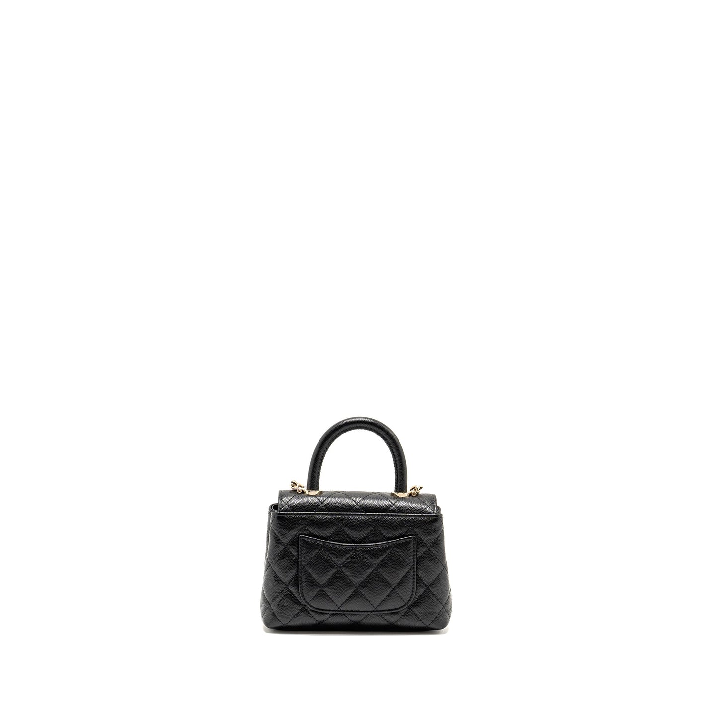 Chanel Coco Handle Caviar LGHW Microchip Black Clutch Bag