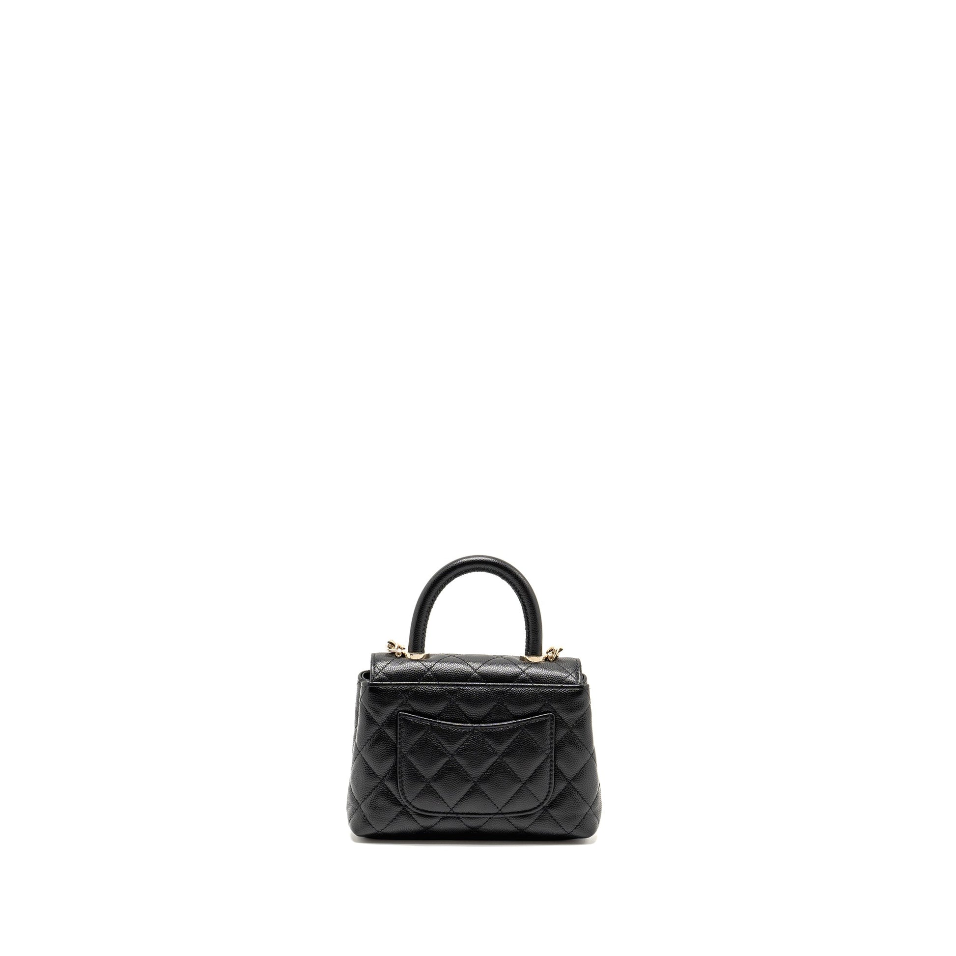Chanel Coco Handle Caviar LGHW Microchip Black Clutch Bag