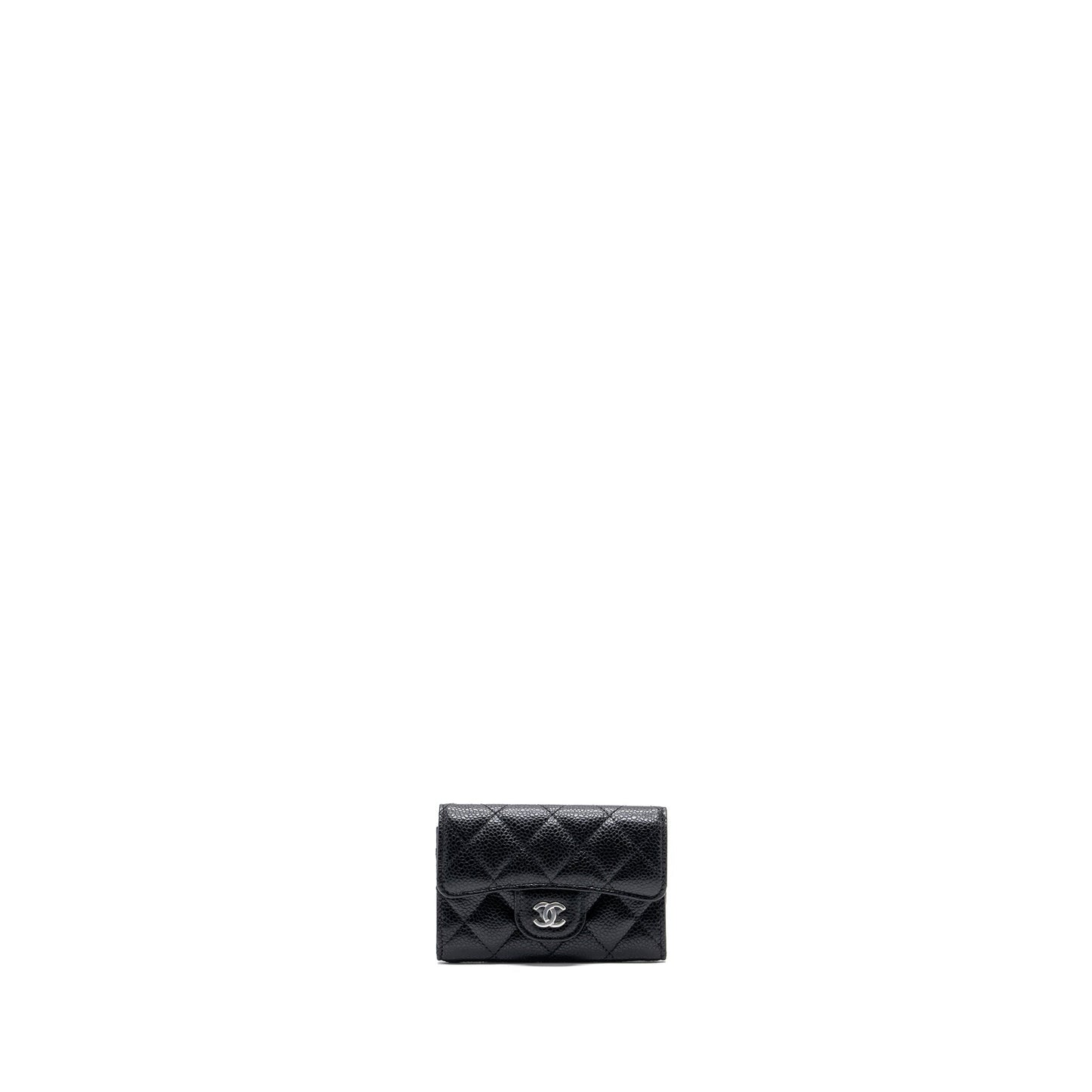 Chanel classic flap card holder caviar SHW Black Wallet Case Shw Microchip