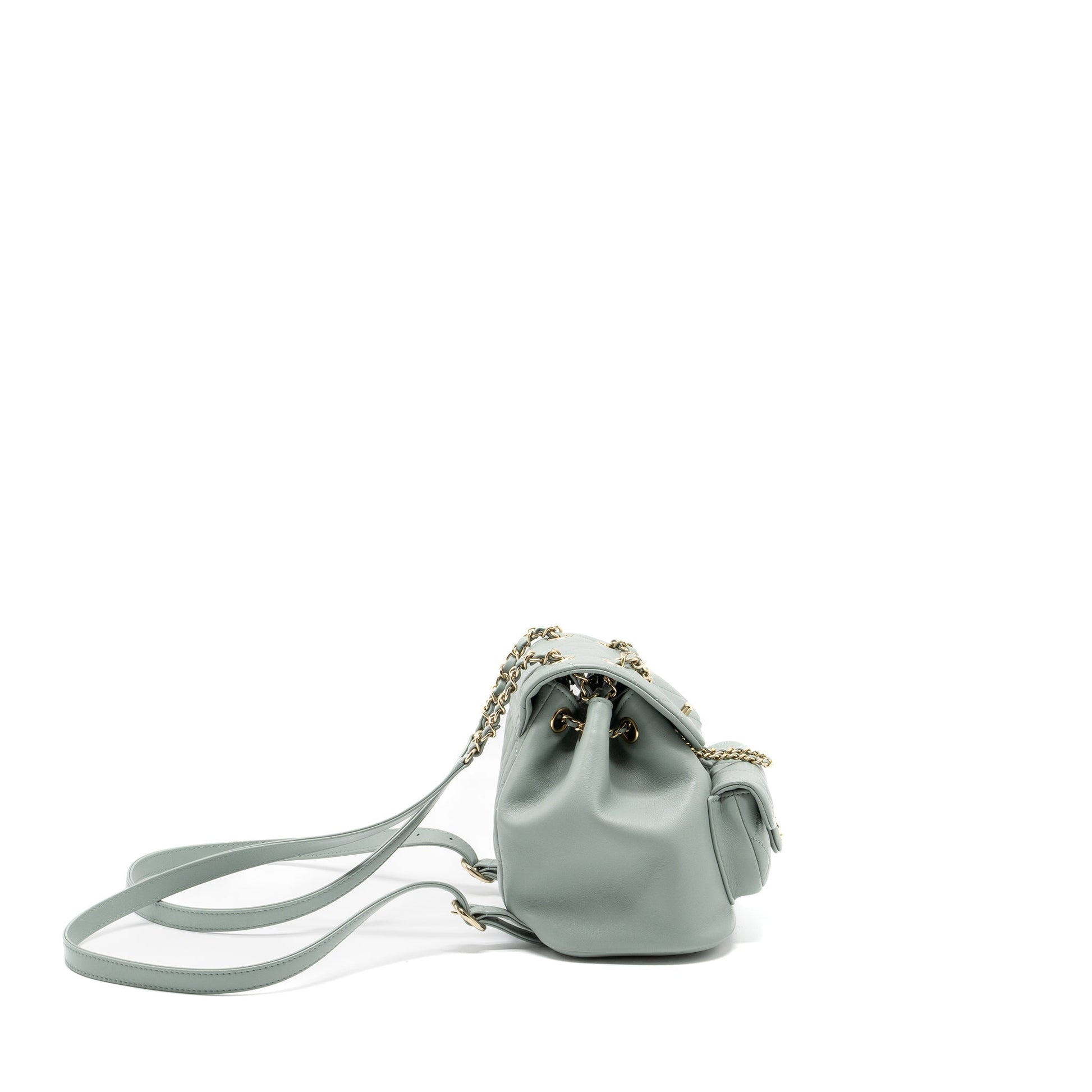 Chanel 23C Duma Backpack Calfskin Light LGHW Grey Lghw Microchip