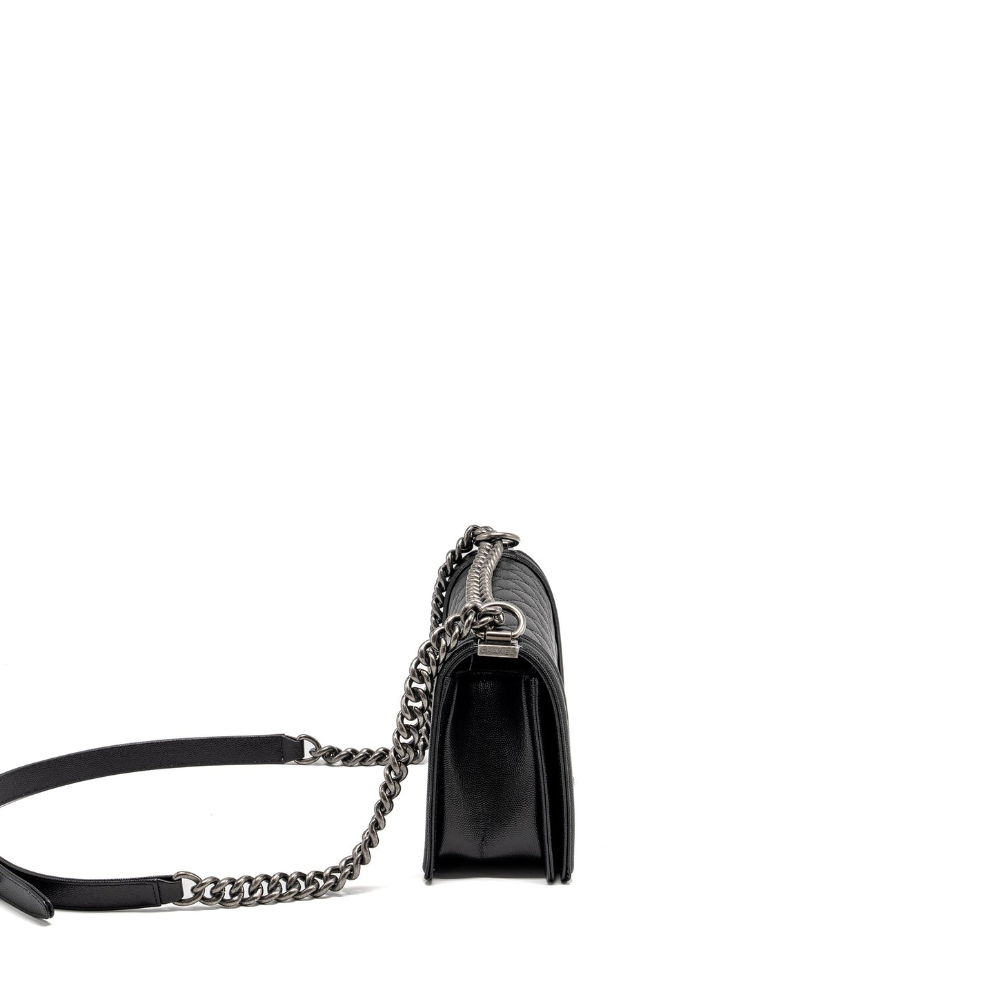 Chanel Boy Caviar Ruthenium Hardware microchip Black Handbag