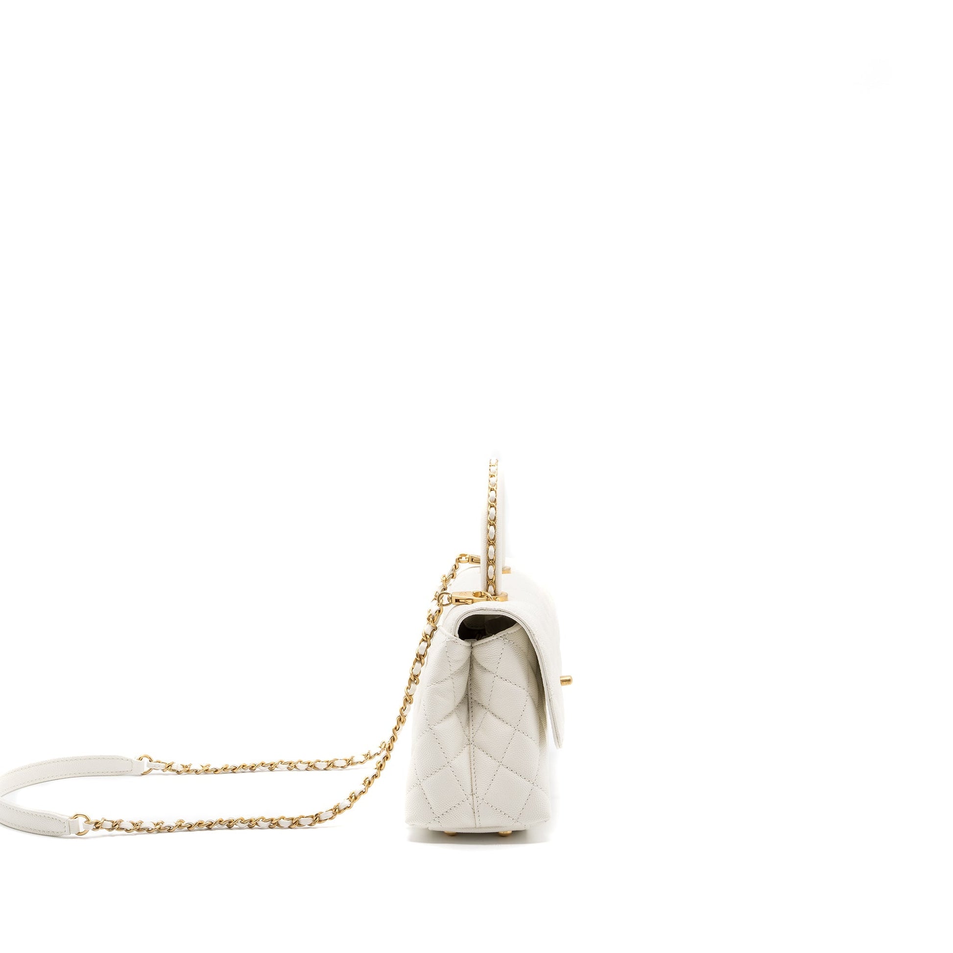Chanel 23P detailed top handle coco handle White Small Handbag