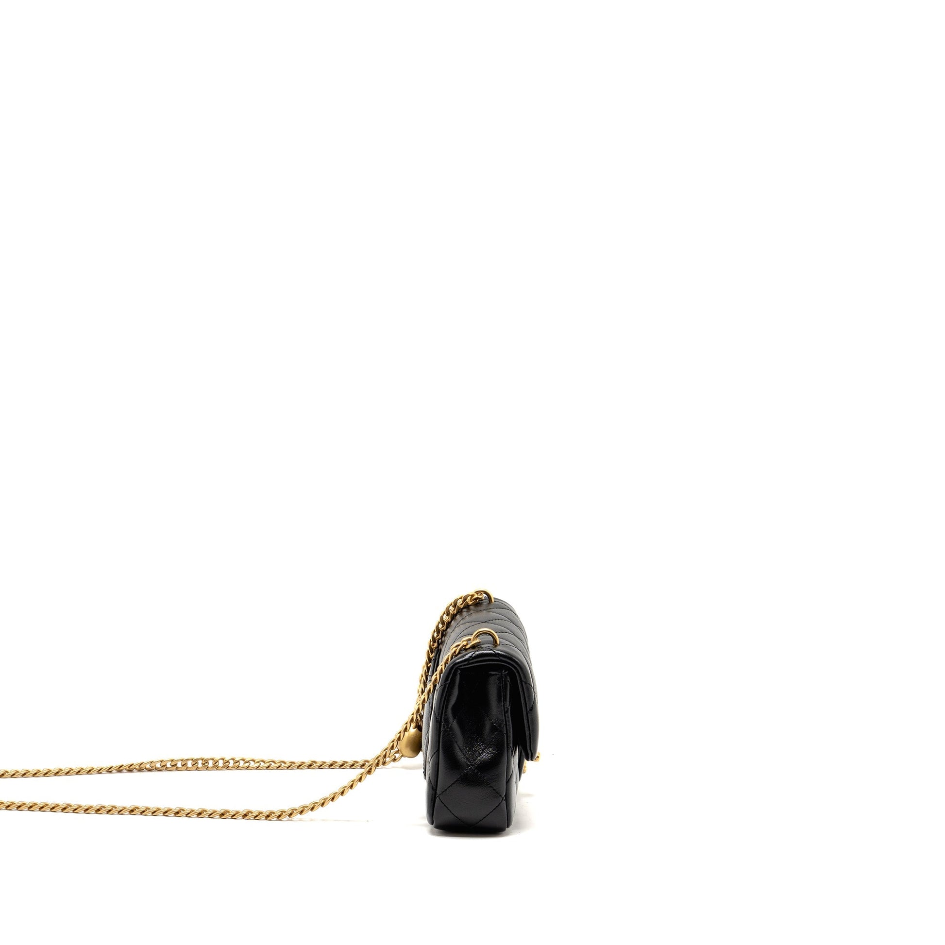 Chanel 25C Coco Love Adjustable Shiny Lambskin Black Handbag