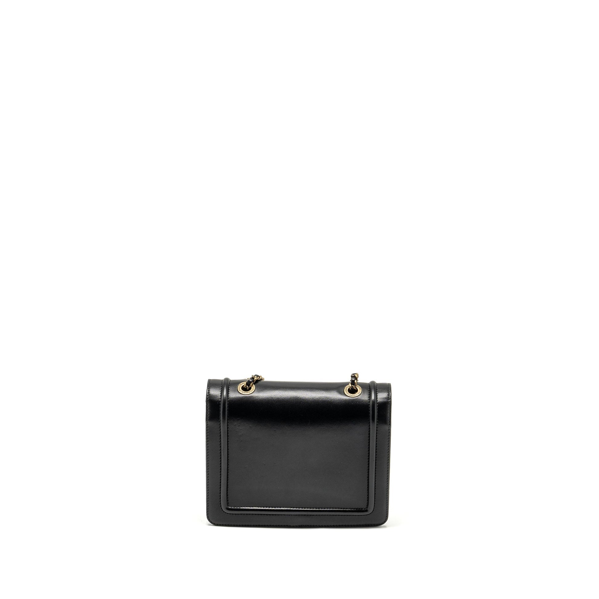 Chanel CC logo square flap lambskin SHW Black Shoulder Bag