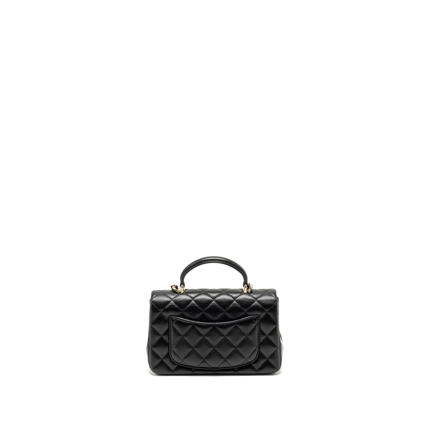 Chanel Top Handle Rectangular Flap Lambskin LGHW Black Shoulder Bag 17