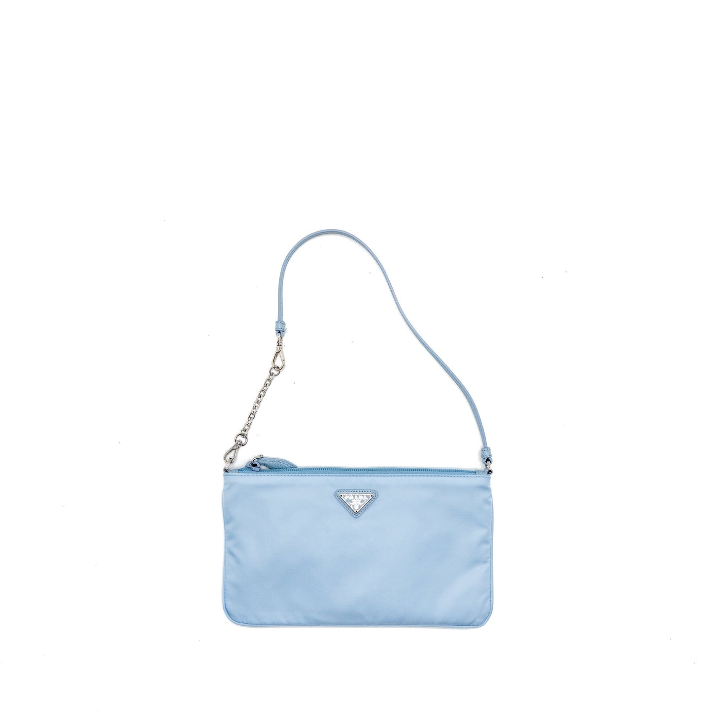 Prada Re Zip Purse Light Handbag Nylon Blue Travel Bag