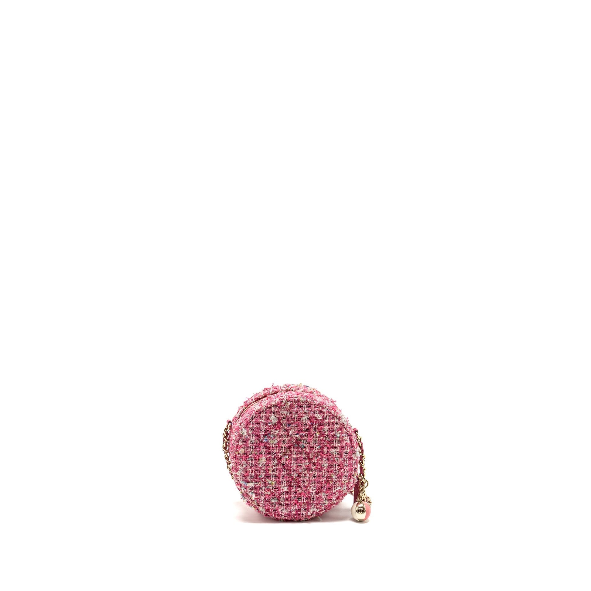 Chanel Round Tweed LGHW Multicolour Pink Clutch Bag Lghw 1