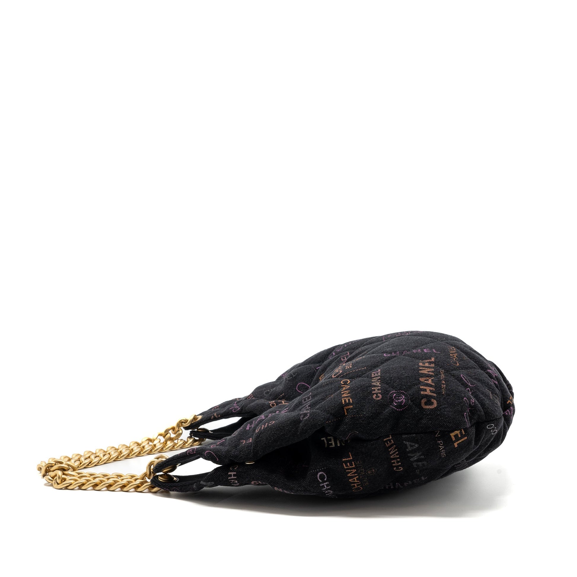 Chanel Denim Graffiti GHW microchip Black Shoulder Bag