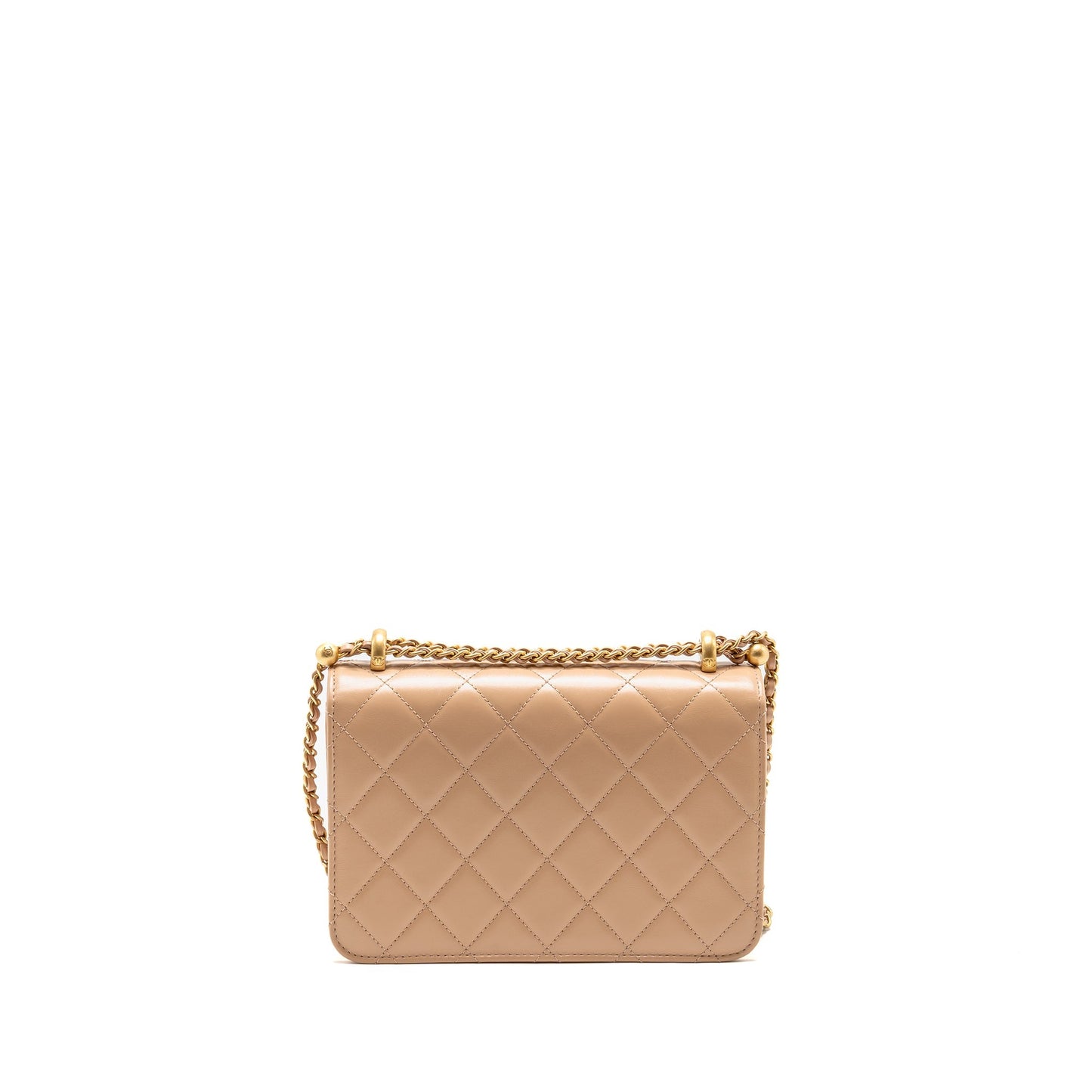 Chanel Crush Flap Calfskin GHW microchip Gold Beige Shoulder Bag Ghw Microchip