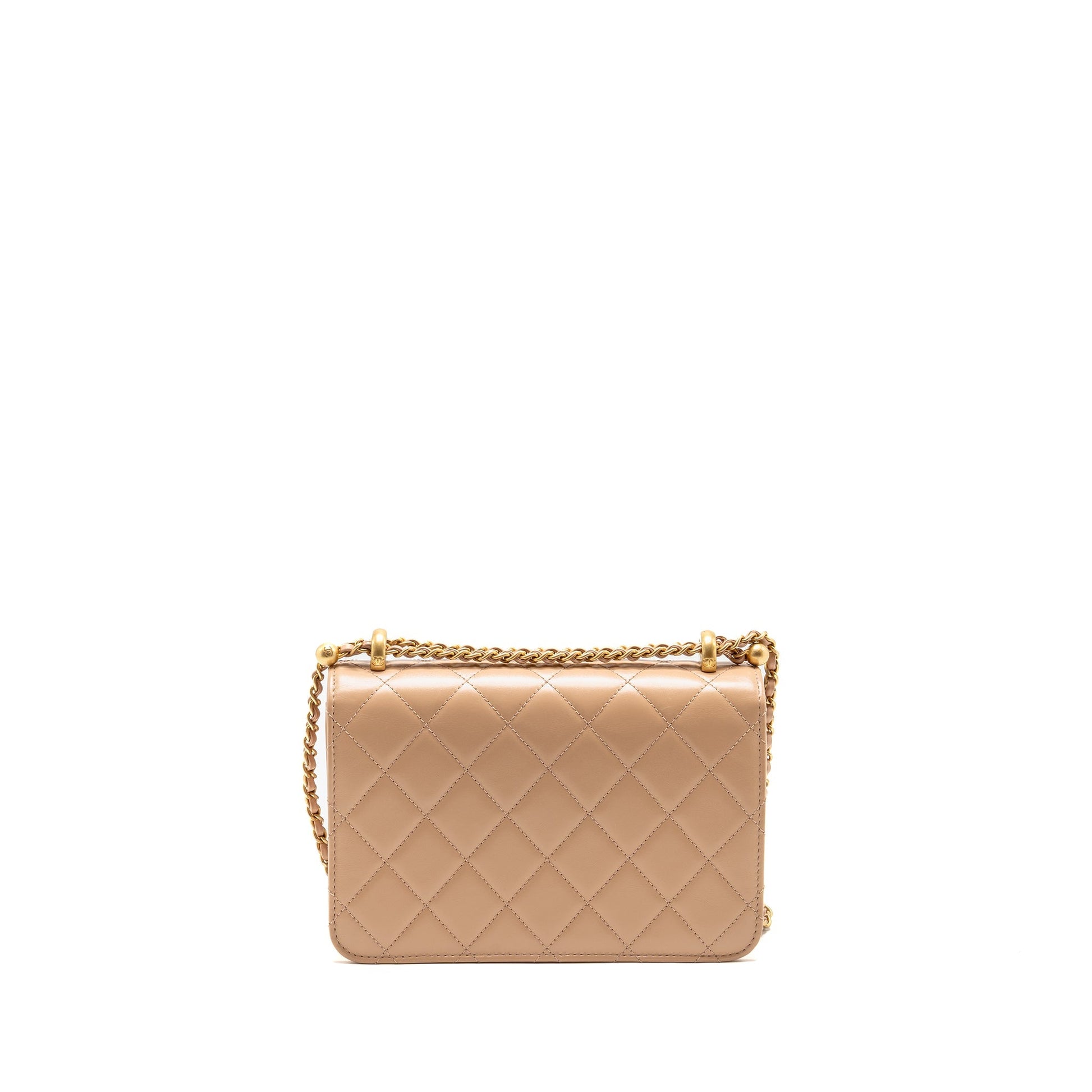 Chanel Crush Flap Calfskin GHW microchip Gold Beige Shoulder Bag Ghw Microchip
