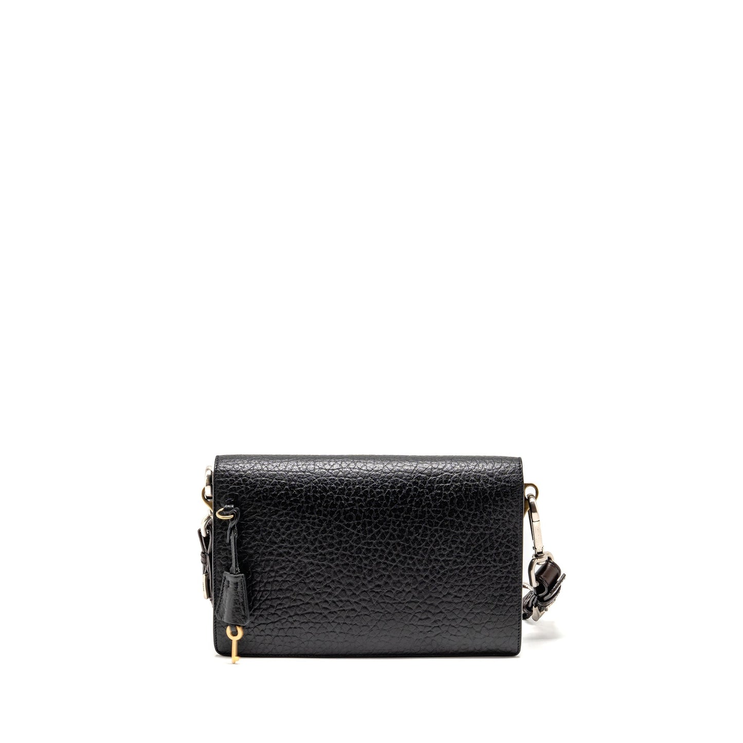 Prada Berlino Sound Purse Tweed Calfskin Multicolour Hardware Black Brown Travel Bag