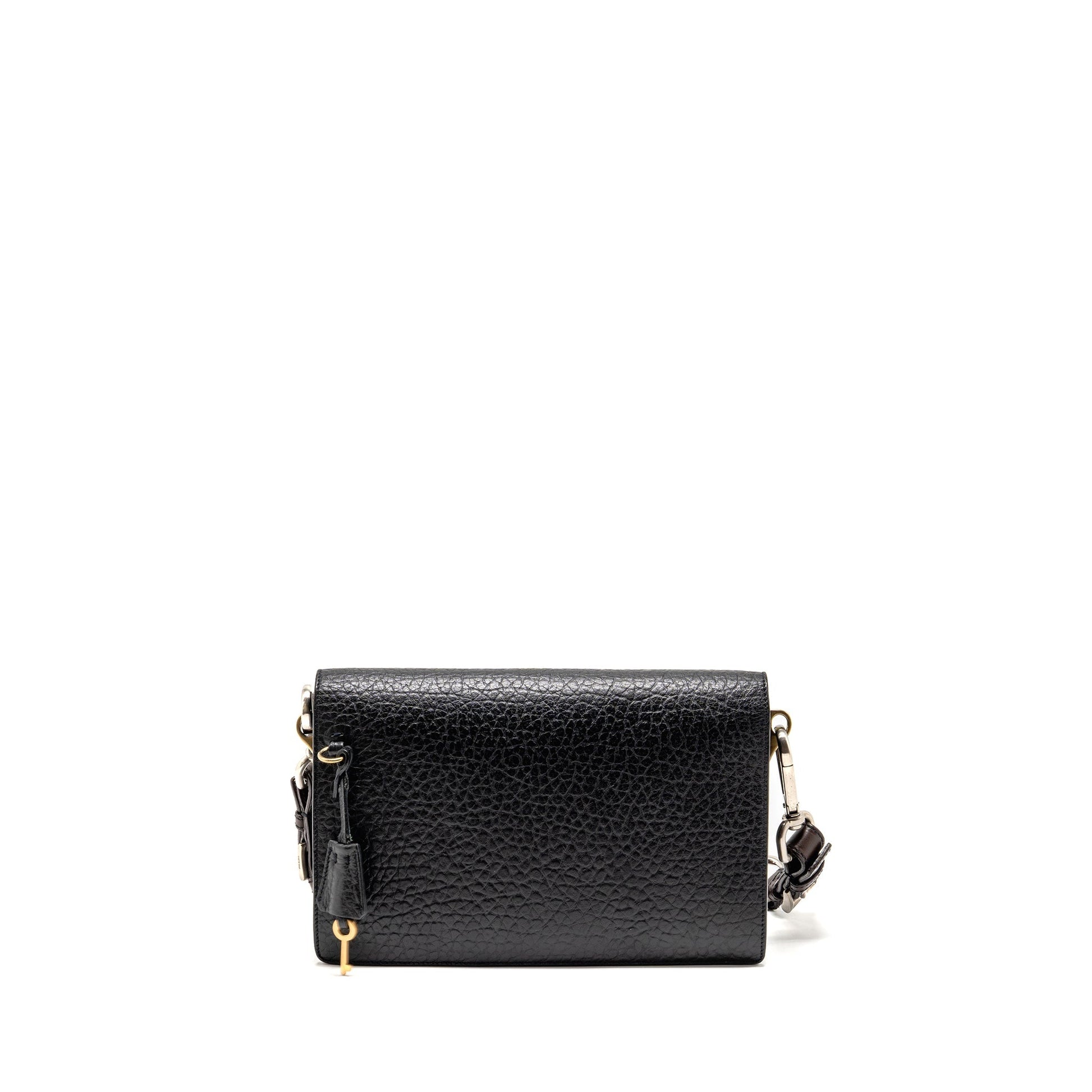 Prada Berlino Sound Purse Tweed Calfskin Multicolour Hardware Black Brown Travel Bag