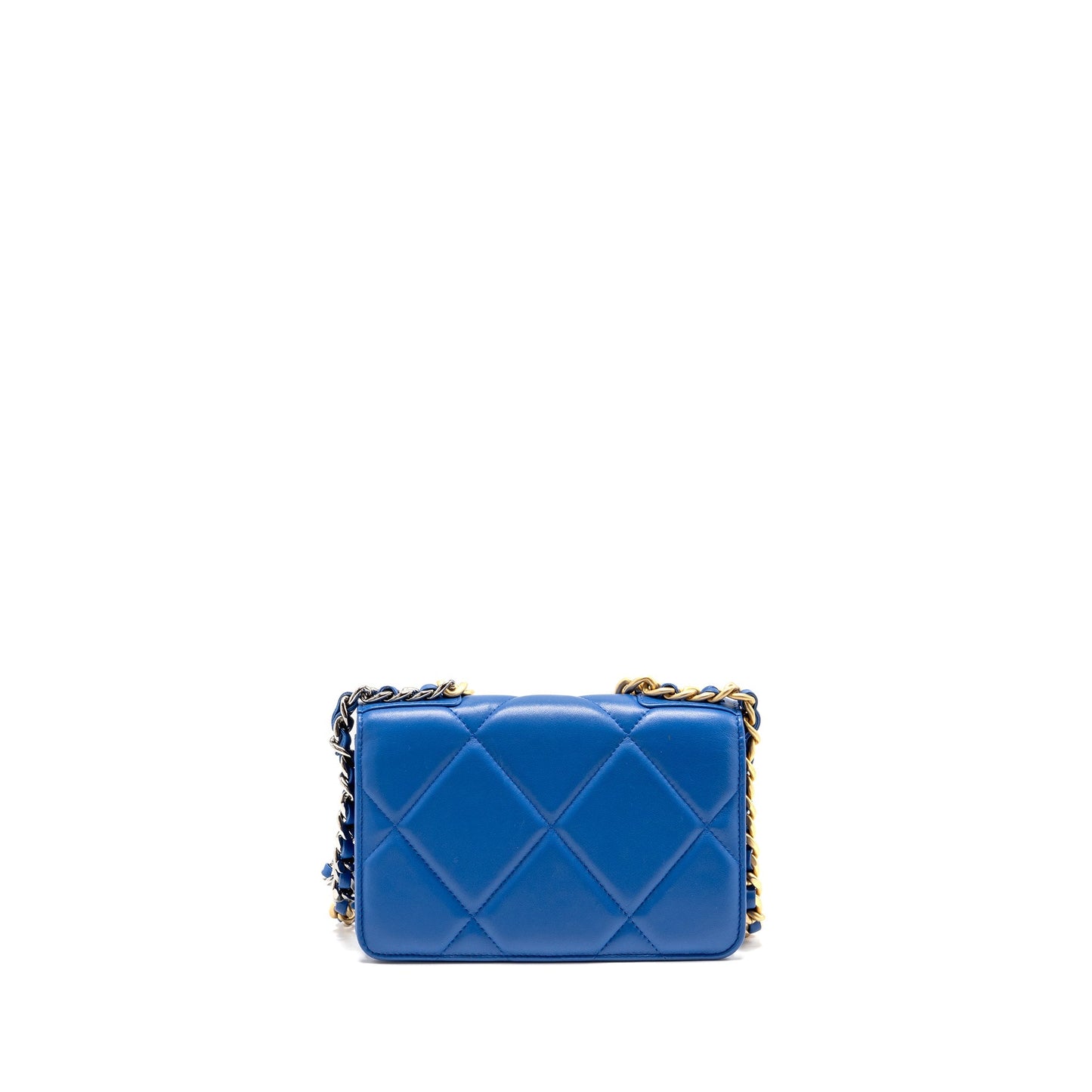 Chanel 19 On Lambskin Hardware Multicolour Blue Wallet Case