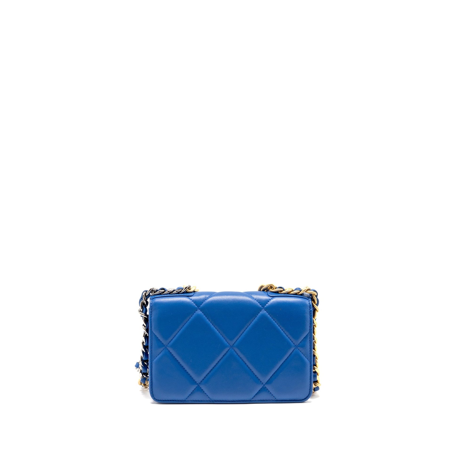 Chanel 19 On Lambskin Hardware Multicolour Blue Wallet Case