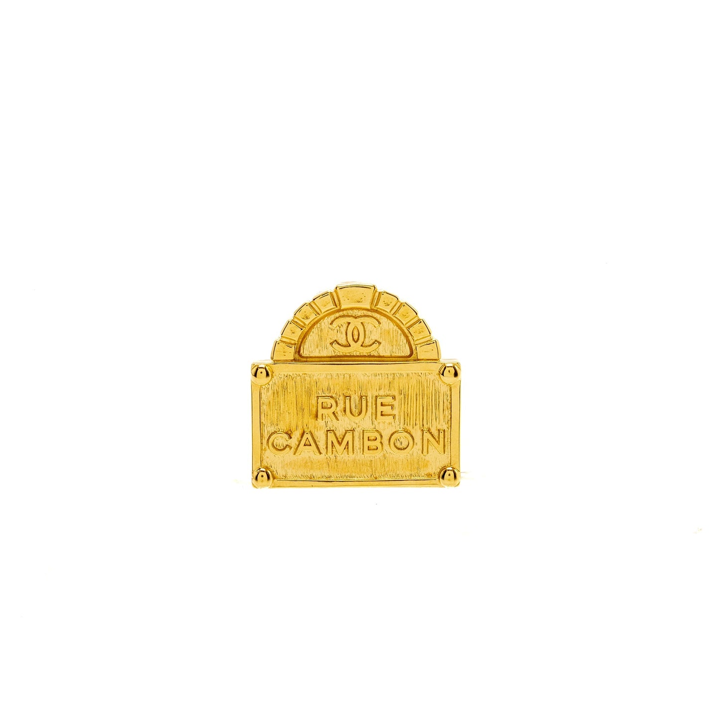 Chanel Rue Cambon CC Logo Brooch Tone Gold Handbag