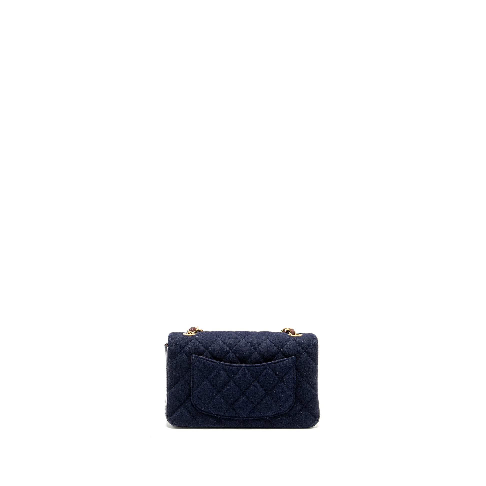 Chanel Rectangular Flap fabric lambskin navy GHW Shoulder Bag