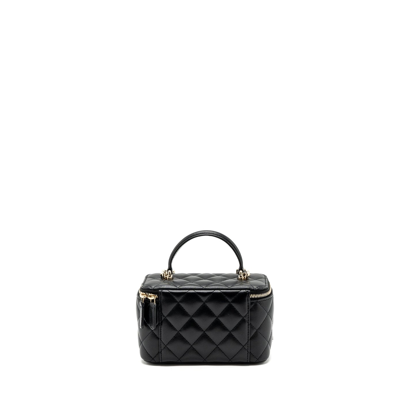 Chanel Top Handle Long Vanity Lambskin LGHW Black Handbag Black Lghwmicrochip