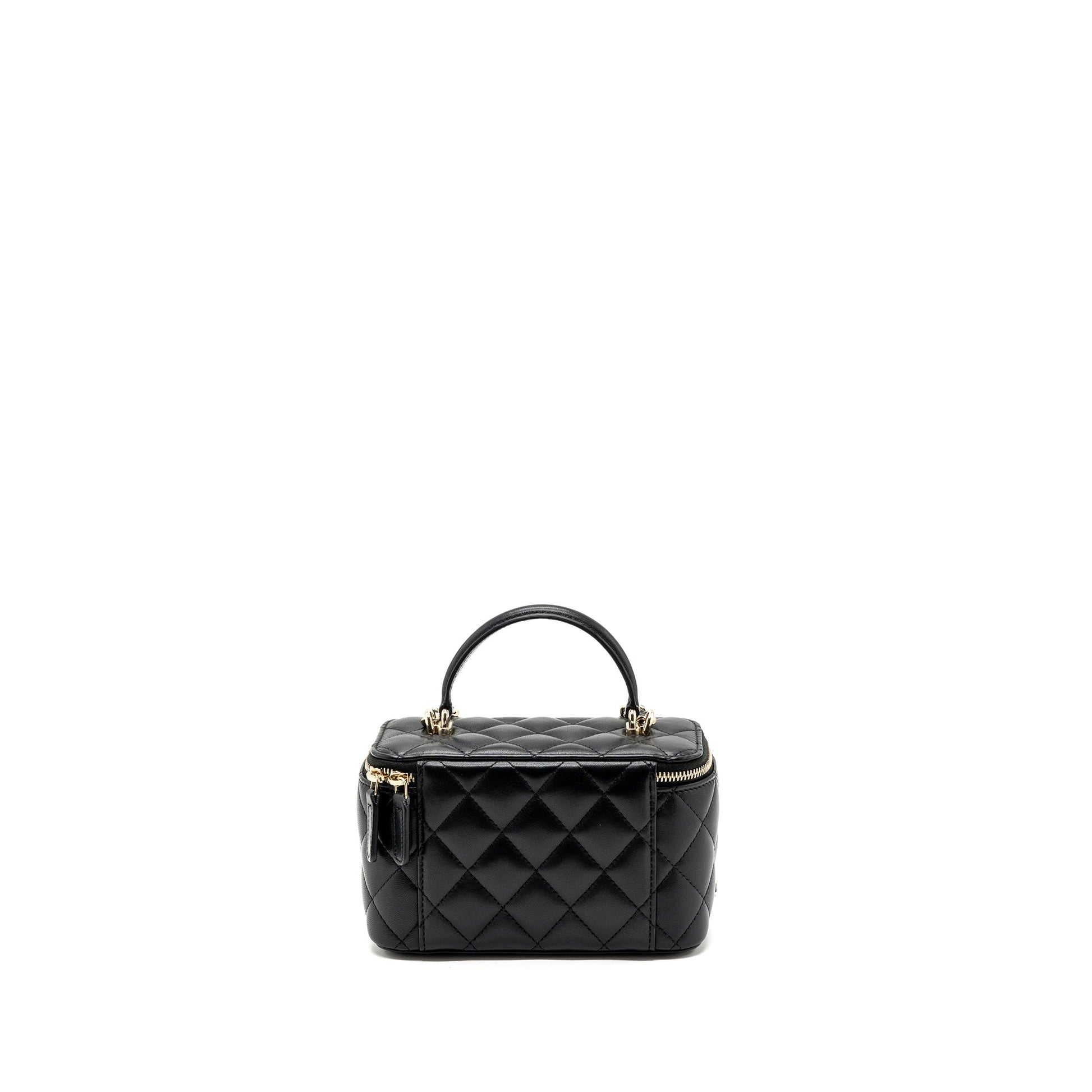 Chanel Top Handle Long Vanity Lambskin LGHW Black Handbag Black Lghwmicrochip