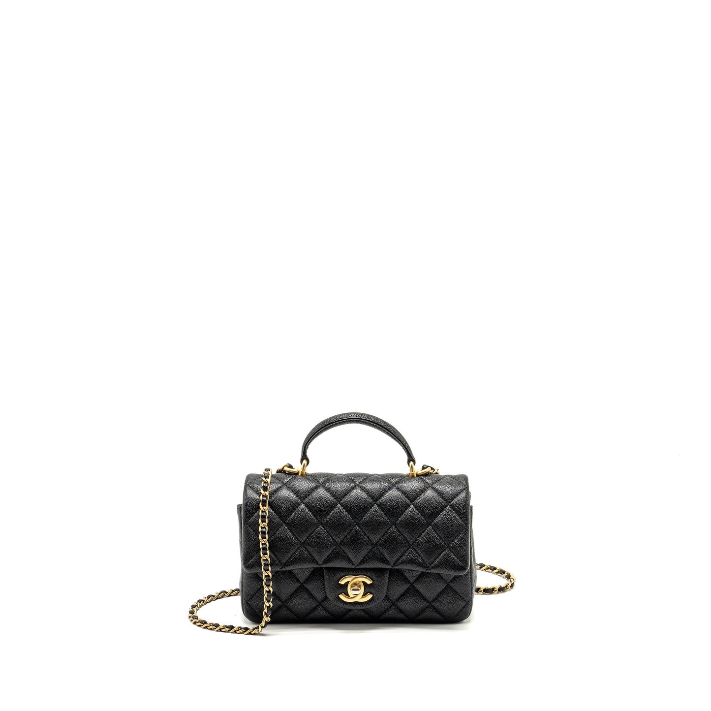 Chanel Top Handle Rectangular Flap Caviar GHW Black Shoulder Bag