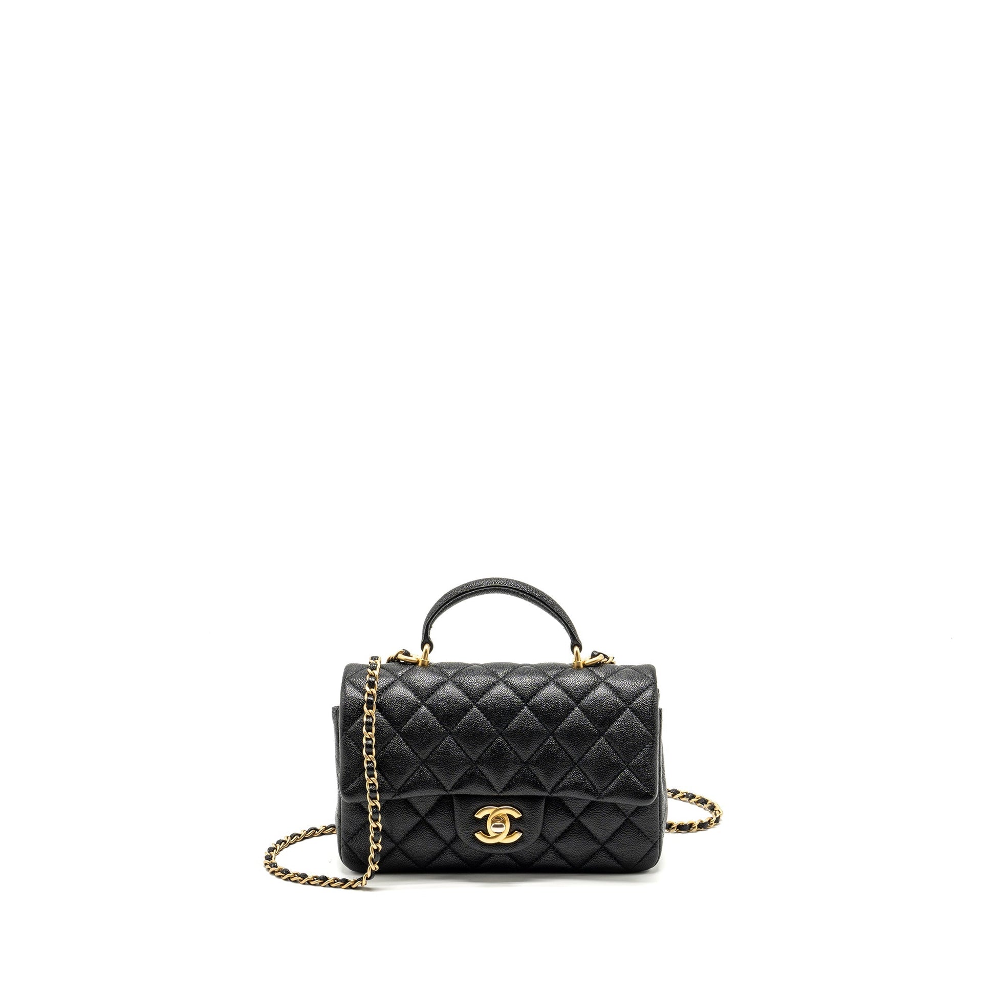 Chanel Top Handle Rectangular Flap Caviar GHW Black Shoulder Bag