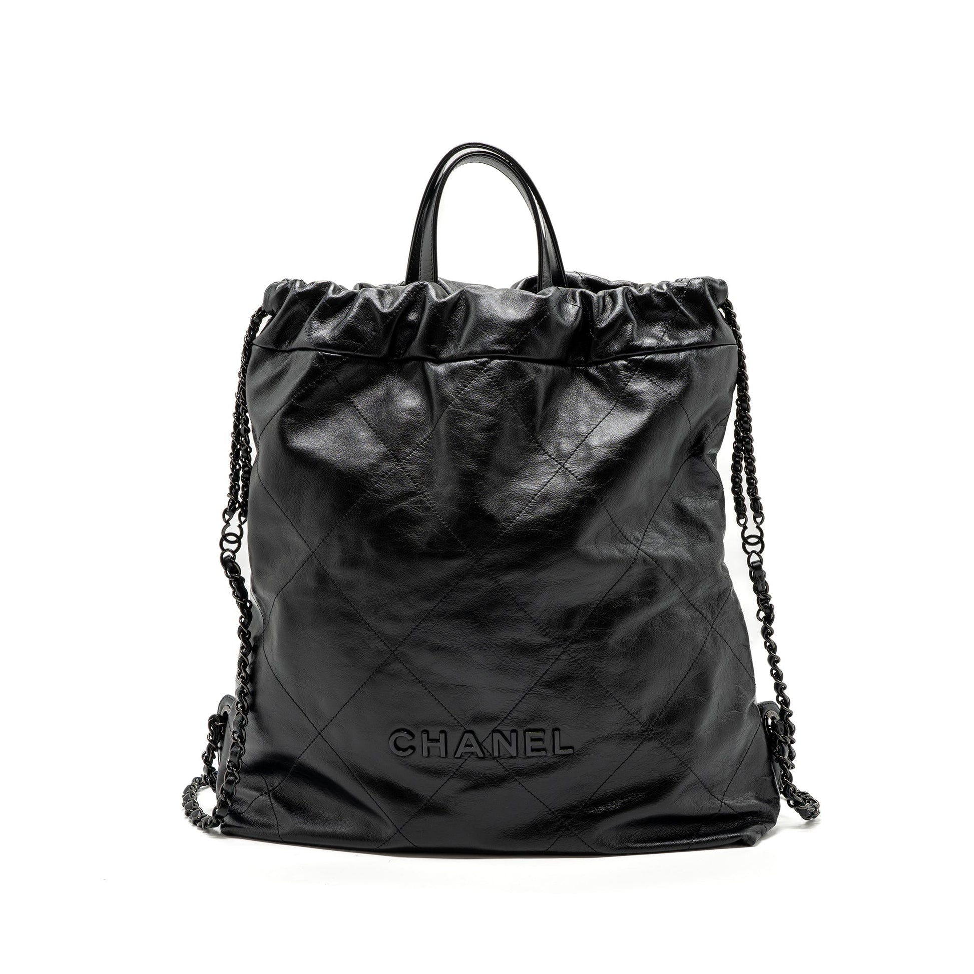 Chanel 22 backpack calfskin so hardware microchip Black