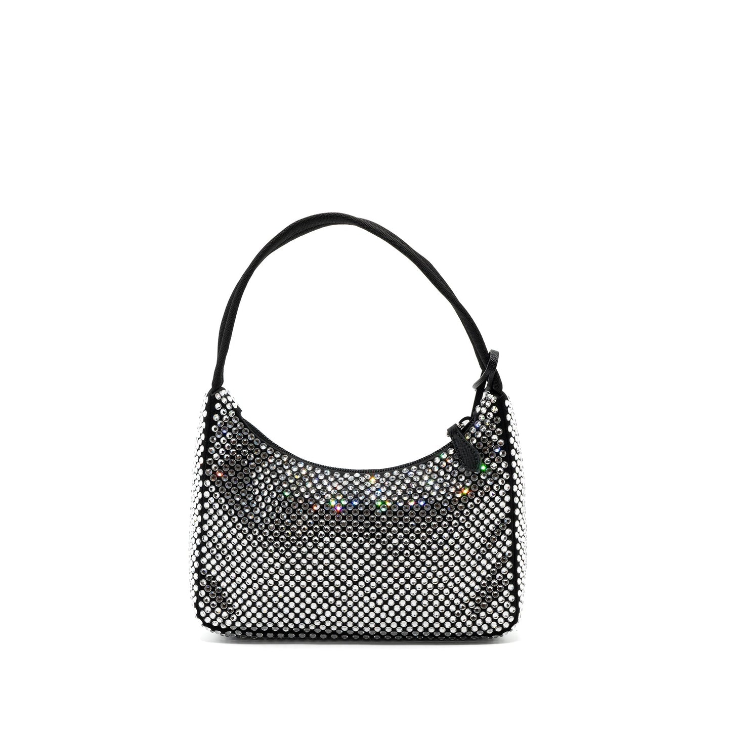 Prada Reedition Purse With Crystal Handbag Satin Black Travel Bag