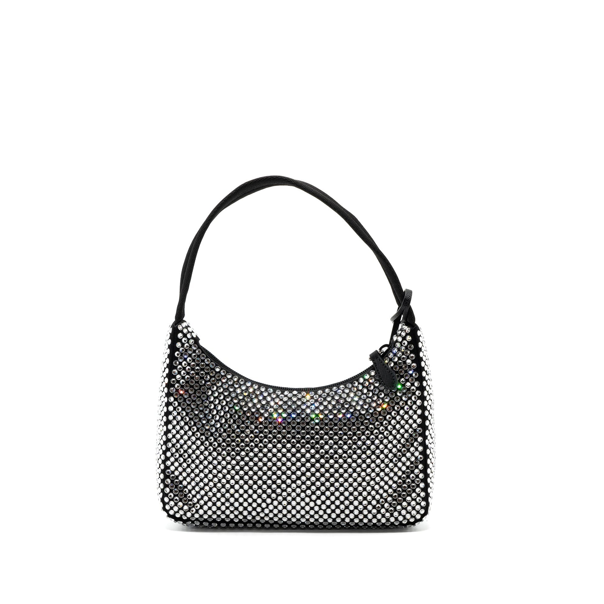 Prada Reedition Purse With Crystal Handbag Satin Black Travel Bag