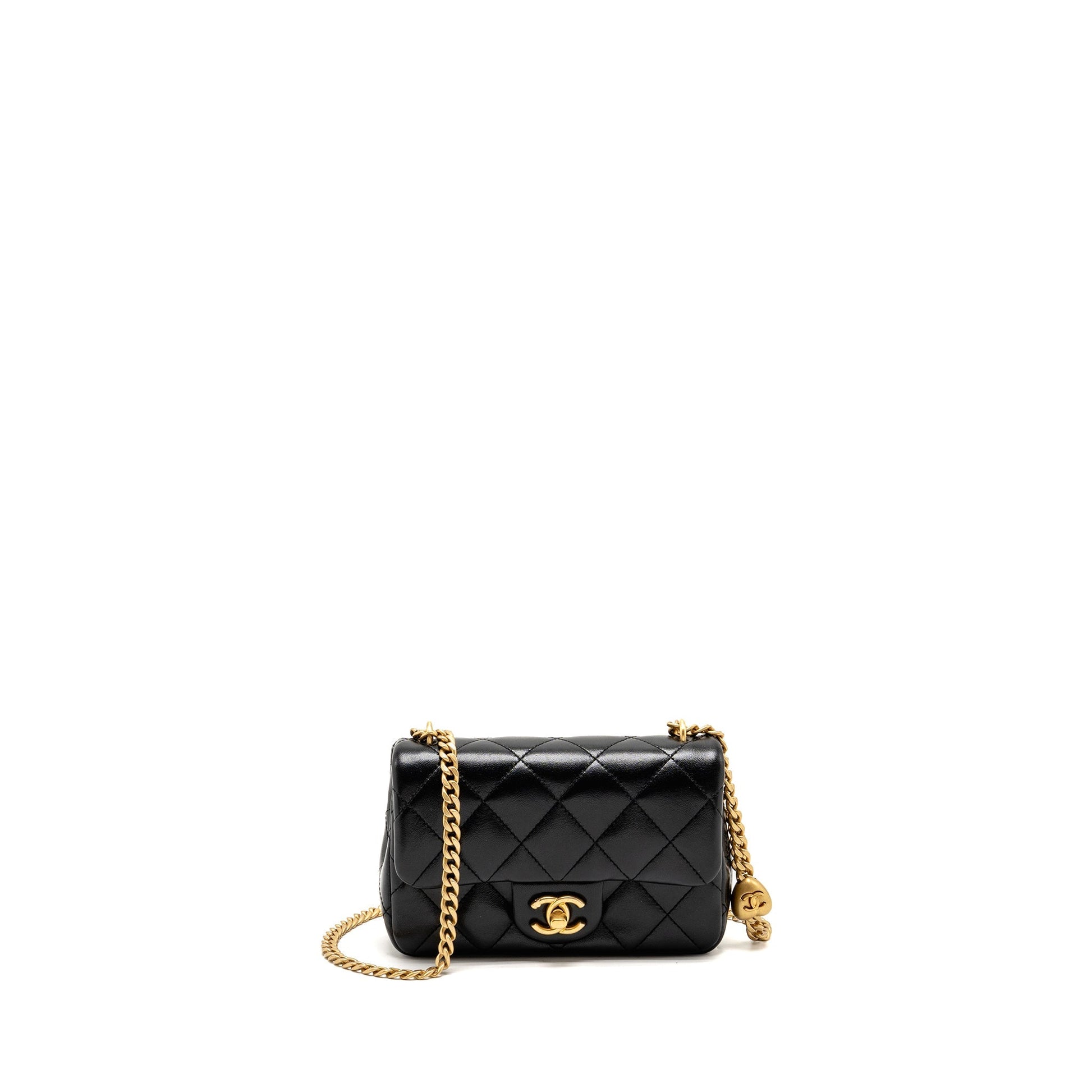 Chanel 25C Coco Love Adjustable Shiny Lambskin Black Handbag